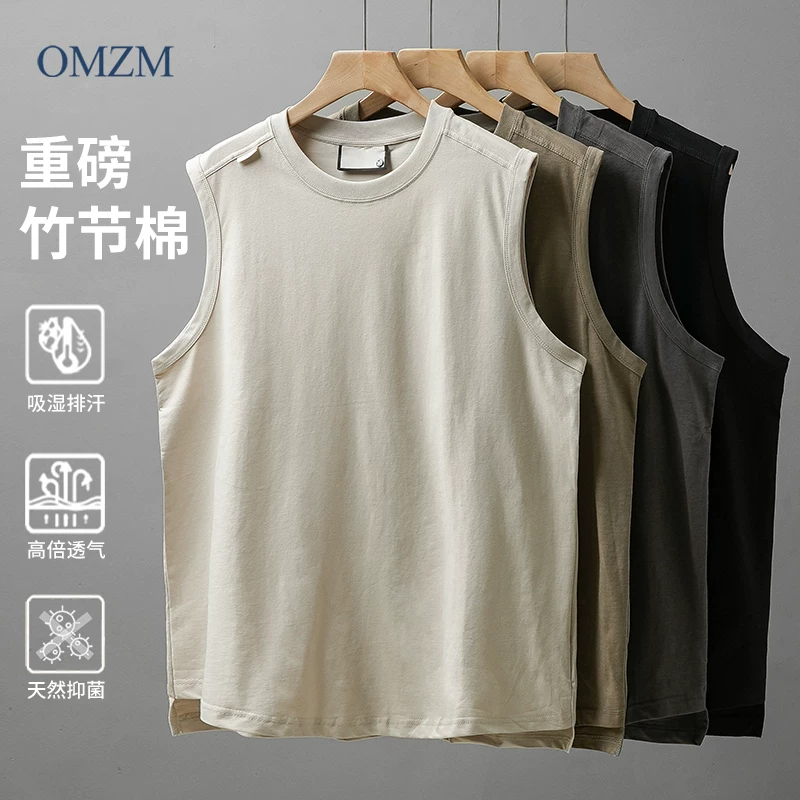 Áo vest cotton tre thoáng khí OMZM dành cho nam, áo lót thể thao mỏng nhanh khô mùa hè, áo ba lỗ không tay rộng rãi.
