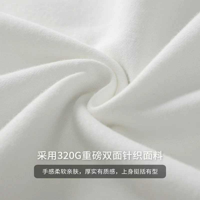 OMZM320G hạng nặng nguyên chất cotton áo thun ngắn tay nam mùa hè thêu chữ Mỹ nửa tay cổ tròn áo thun dáng rộng