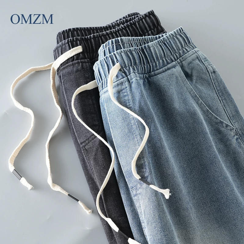 Quần jeans thẳng dáng rộng phong cách Mỹ OMZM dành cho nam, mẫu mới xuân 2025, kiểu vintage, cạp cao, dáng rộng, chất liệu mềm mại, phong cách thường ngày