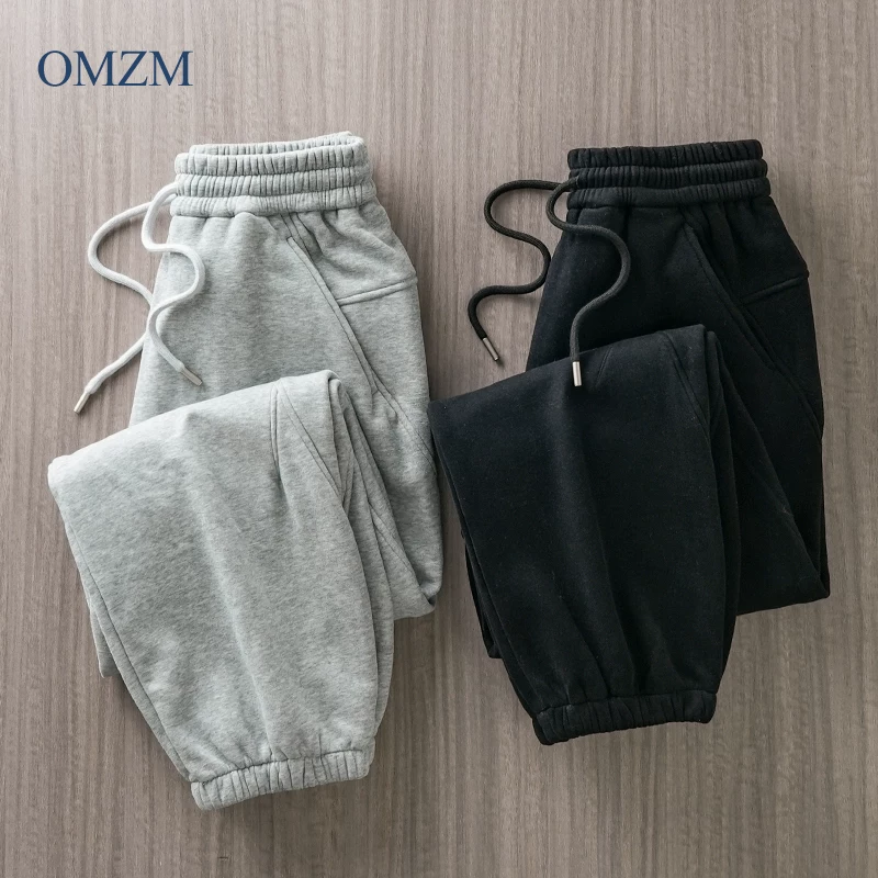 Quần jogger nam OMZM500G chất liệu dày dặn, kiểu dáng mới thu đông 2024, lót lông cừu, quần thể thao dày dặn, quần dài lót lông cừu