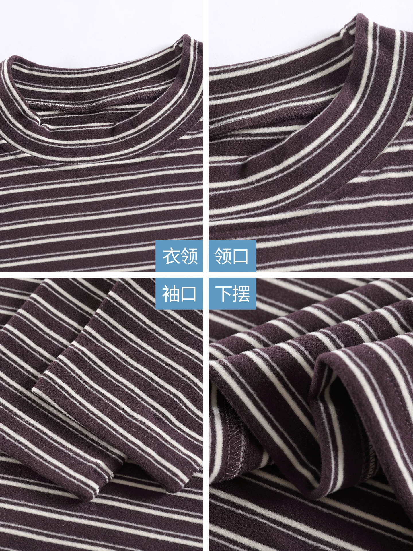 OMZM300G hạng nặng Đức nhung lớp nền áo thun nam mùa thu cổ cao nửa cổ áo thun dài tay sọc cổ điển Mỹ