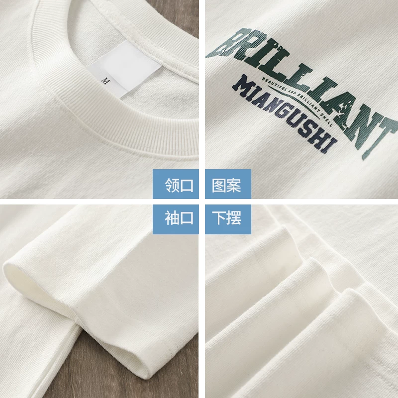 OMZM Áo thun dài tay bằng cotton nguyên chất hạng nặng 320G phong cách Mỹ dành cho nam, áo thun cổ tròn in hình xe địa hình dáng rộng hợp thời trang mùa thu
