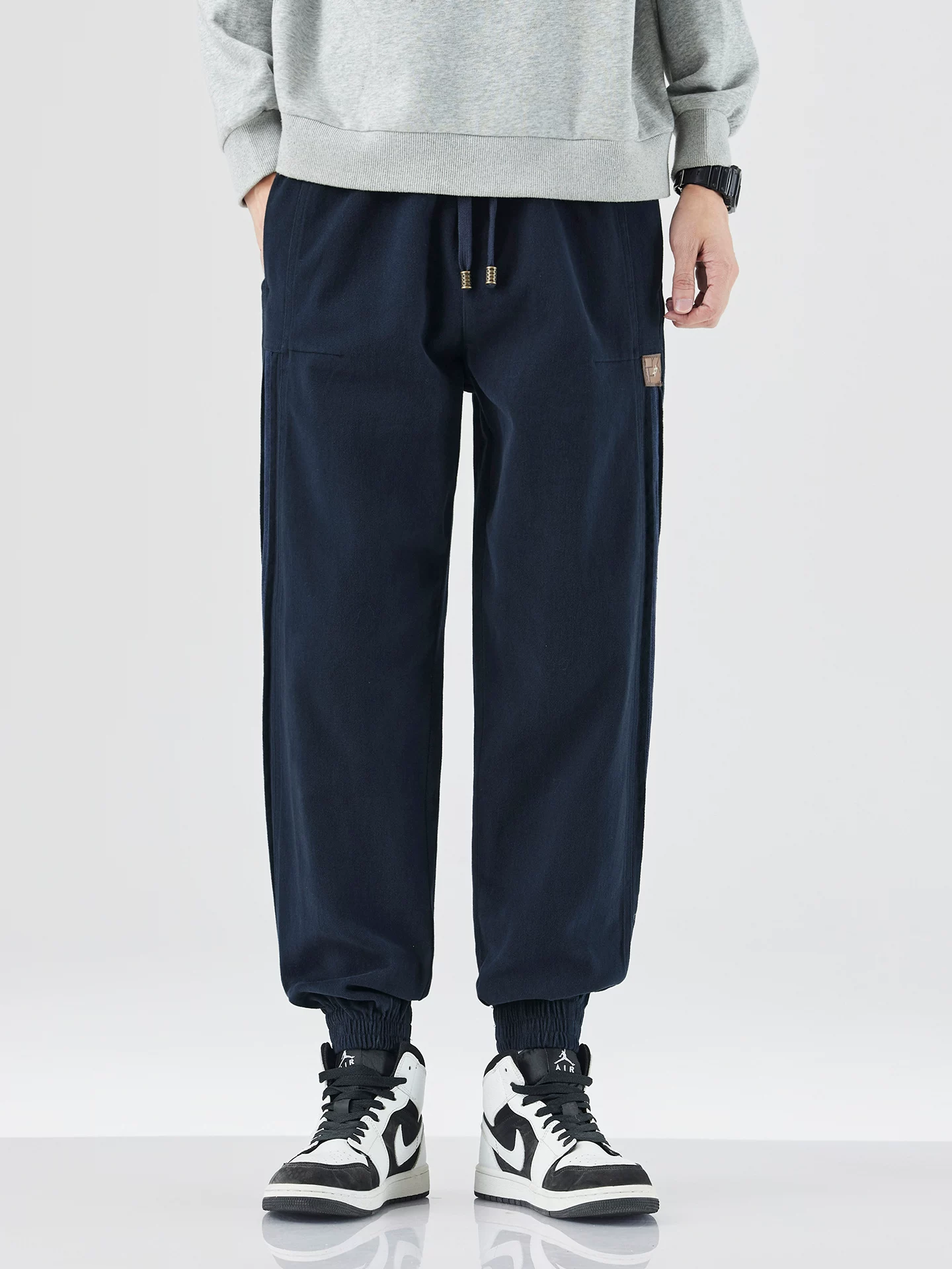 Quần jogger thể thao hạng nặng OMZM dành cho nam, quần harem phối màu phong cách retro Mỹ mùa thu, quần cargo thể thao rộng rãi, phong cách thường ngày