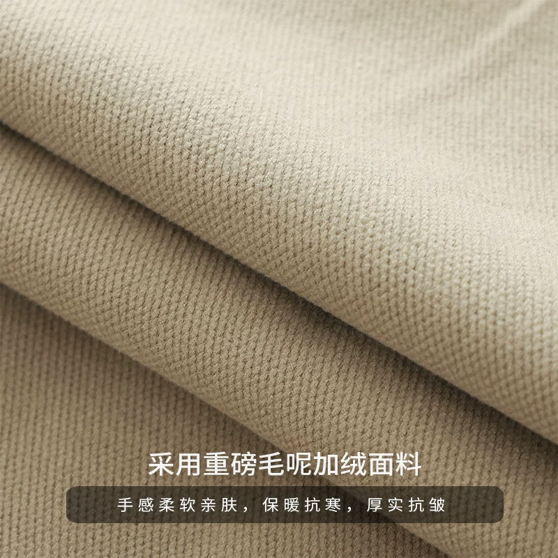 Quần âu nam chất liệu len dày kiểu Mỹ cổ điển OMZM, quần ống côn dày dặn mùa đông, quần âu dáng thẳng rộng rãi.