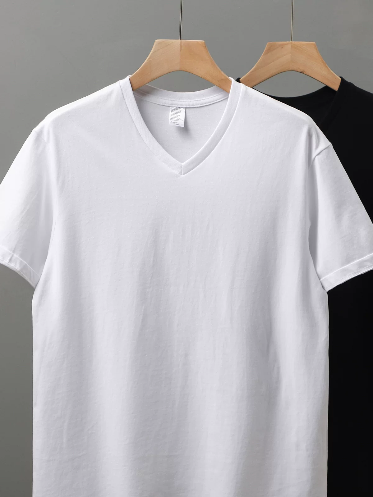 Áo thun cổ chữ V bằng cotton nguyên chất hạng nặng OMZM270g dành cho nam, áo sơ mi ngắn tay mùa hè màu trơn cổ tim, áo thun nửa tay vai thường