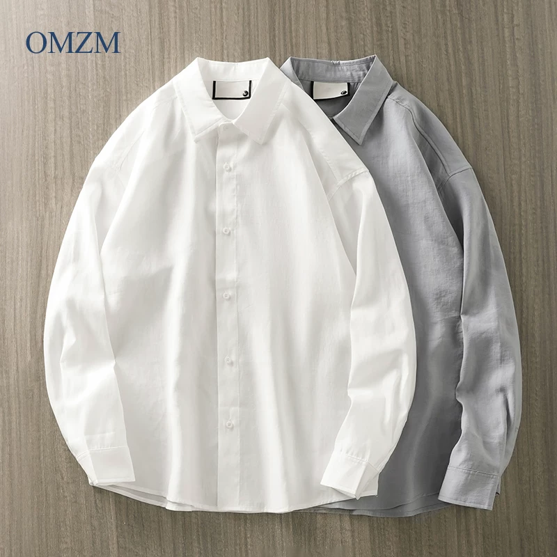 OMZM Lyocell Tencel áo sơ mi nam dài tay mùa xuân thu cao cấp áo sơ mi trắng chống nhăn áo khoác thường ngày