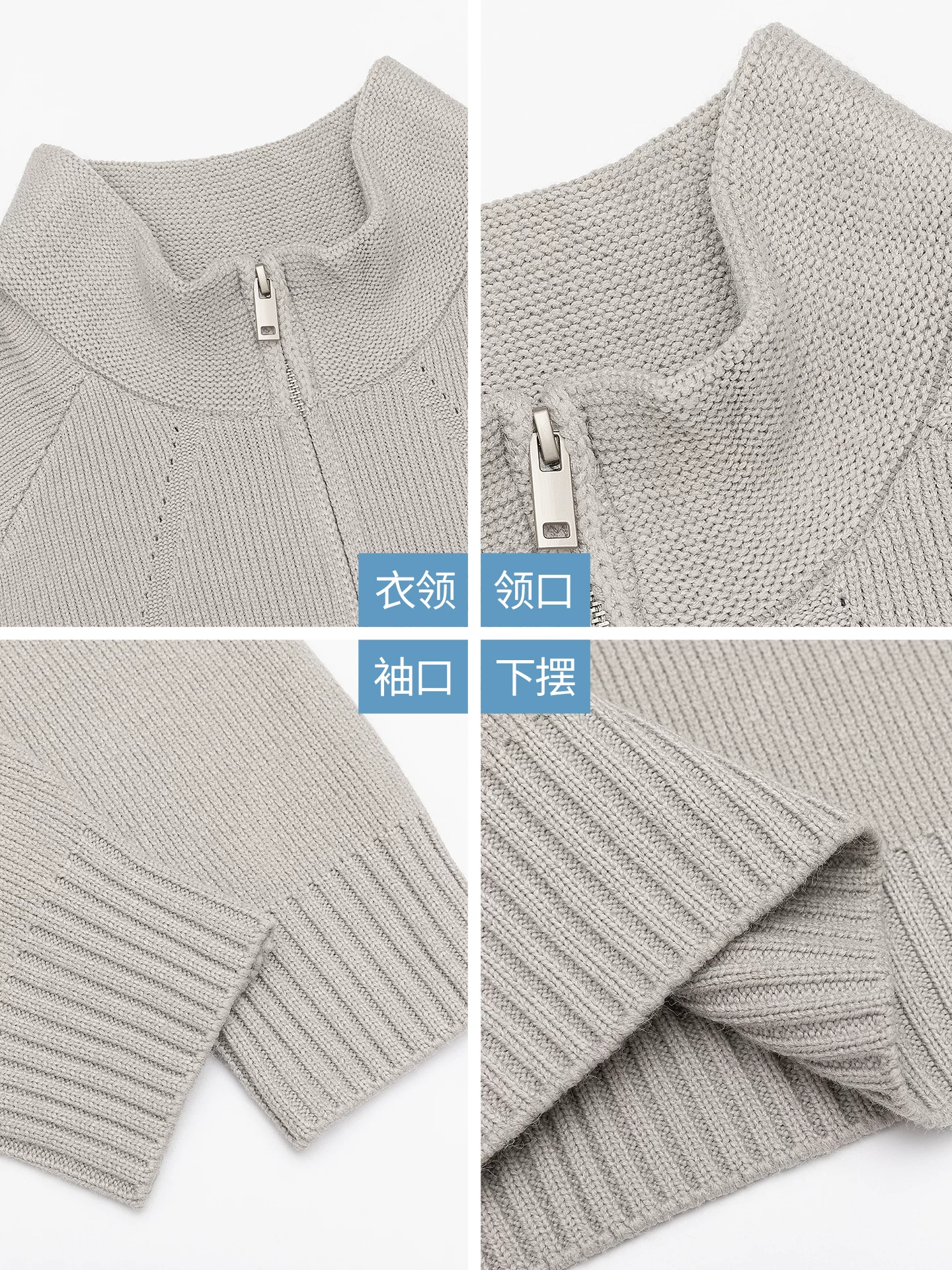 Áo len nửa khóa kéo hạng nặng OMZM810G dành cho nam, áo len dệt kim cổ cao nửa cổ mùa thu đông, áo len cơ bản kiểu chắp vá.