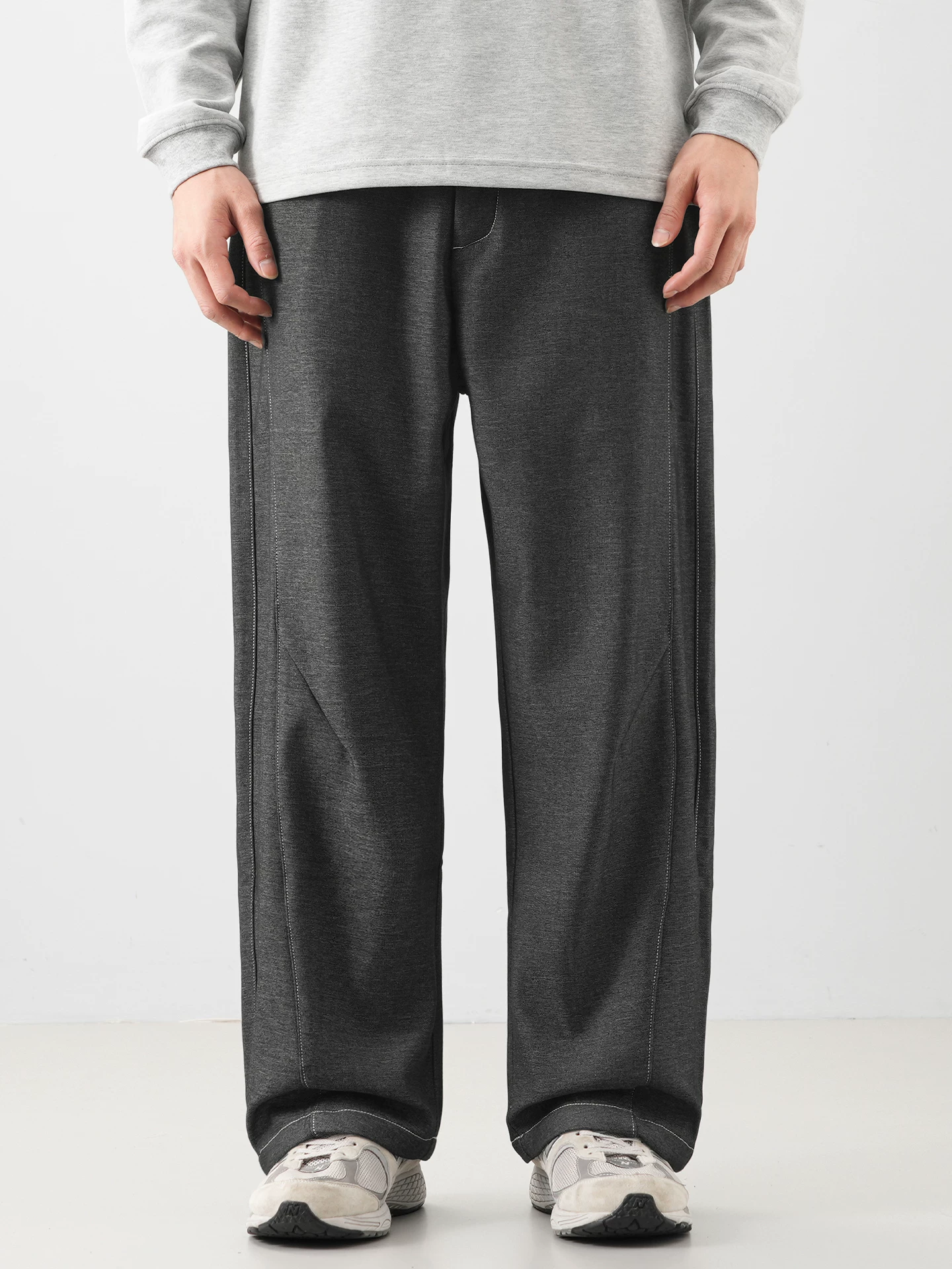 Quần jean lót lông cừu hạng nặng OMZM dành cho nam, quần ống rộng ống rộng ấm áp dày dặn mùa đông, quần ống rộng kiểu Mỹ.