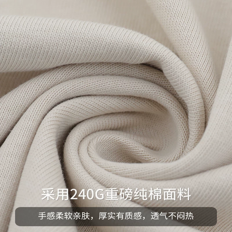 Áo thun ngắn tay bằng cotton nguyên chất hạng nặng OMZM Cool Feeling 240G dành cho nam và nữ, Áo thun đôi dáng rộng thêu nửa tay phong cách Mỹ mùa hè.