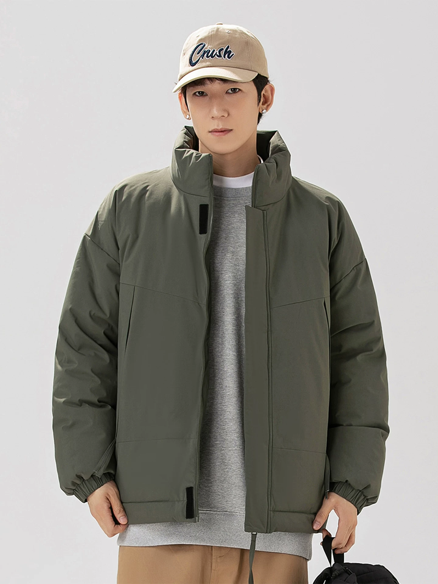 Áo khoác cotton cổ đứng kiểu Mỹ OMZM dành cho nam, áo khoác dày mùa thu đông, áo khoác ấm leo núi ngoài trời, áo khoác mềm chống gió và chống thấm nước.