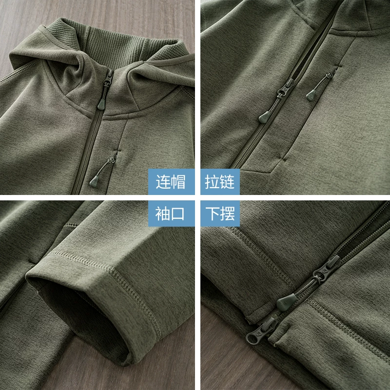 Áo khoác có mũ trùm đầu lót lông cừu OMZM dành cho nam, quần áo lông cừu dày dặn ấm áp mùa thu đông, áo khoác mềm chống gió ngoài trời.