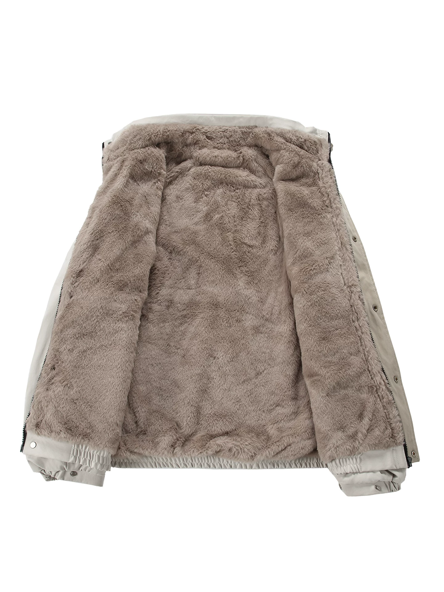 Áo khoác cotton cổ đứng kiểu Mỹ OMZM dành cho nam, áo khoác mùa đông cổ điển lót lông cừu ấm áp, áo khoác công sở rộng rãi, tiện dụng