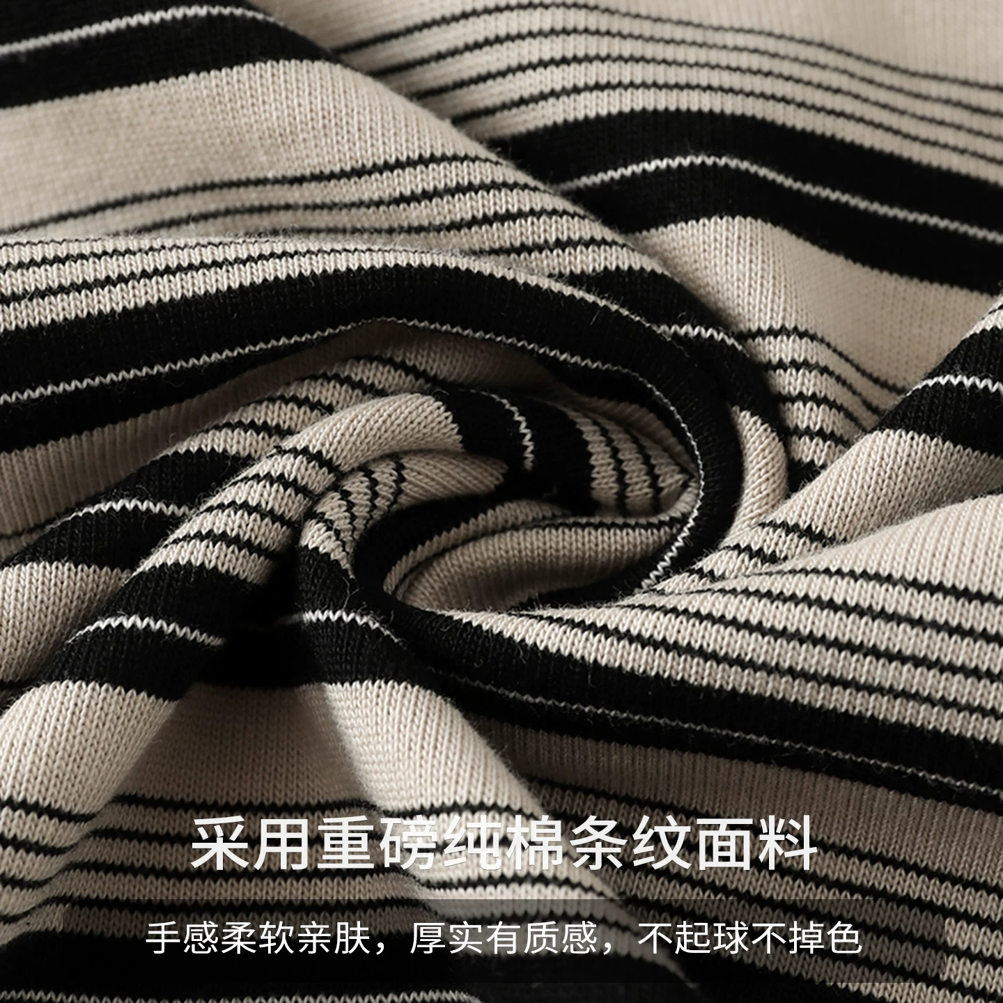Áo thun dài tay bằng cotton nguyên chất sọc hạng nặng OMZM dành cho nam, áo thun cổ tròn màu phong cách cổ điển Mỹ mùa thu, áo thun cổ tròn