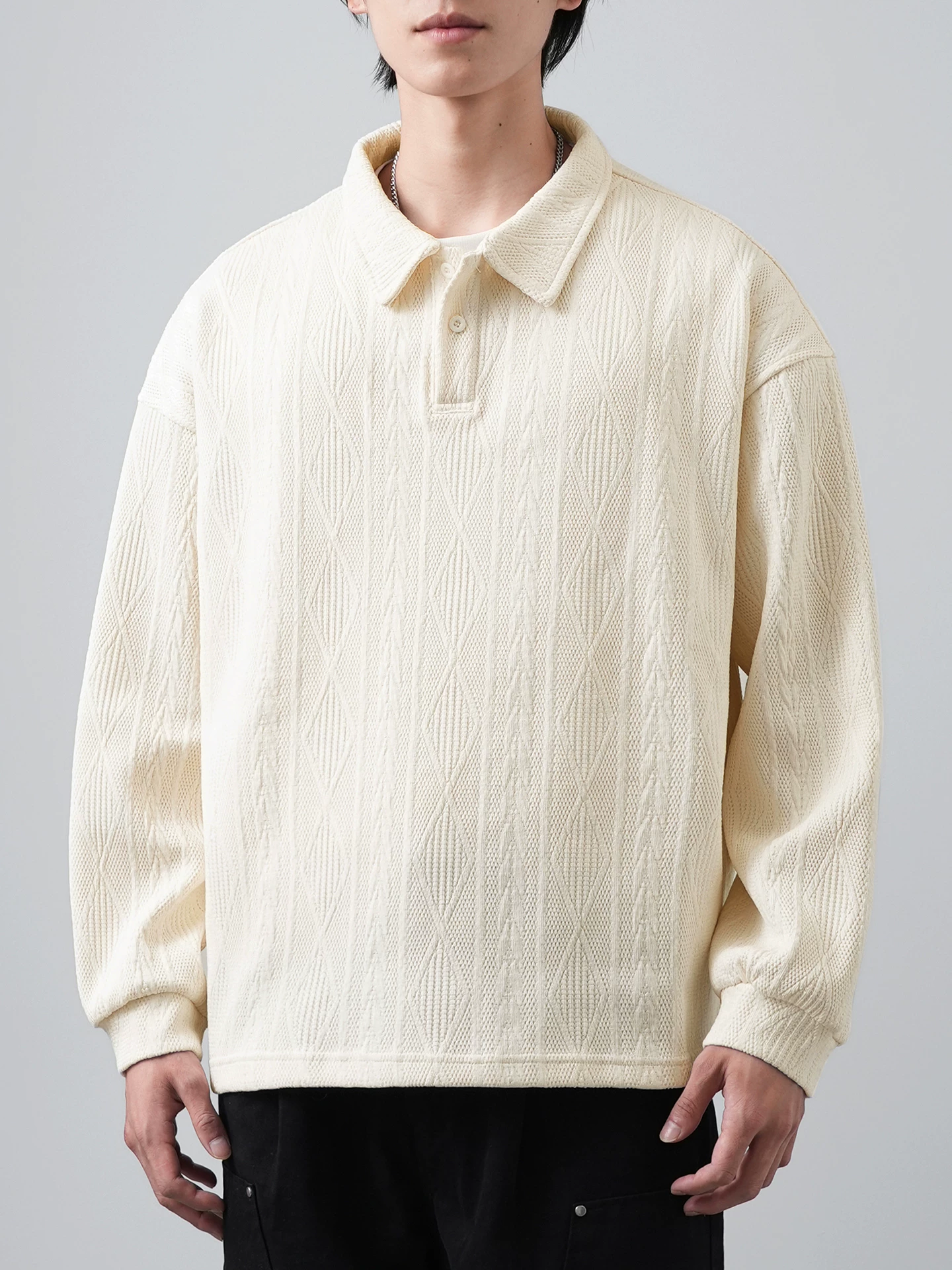 Áo nỉ có họa tiết OMZM dành cho nam, áo sơ mi POLO dài tay cao cấp mùa thu, áo khoác dáng rộng kiểu Mỹ