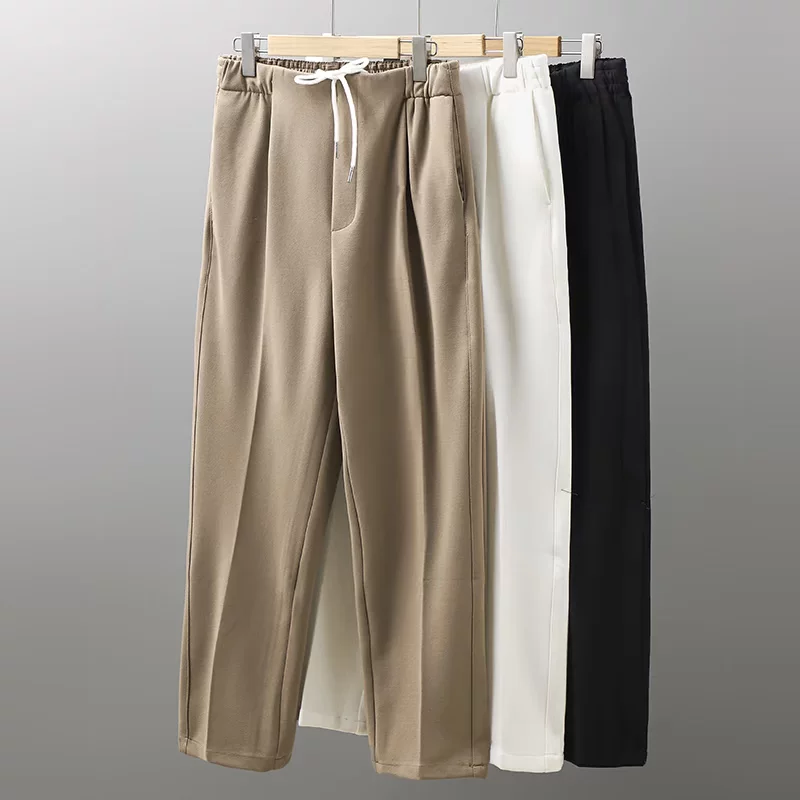 Quần dài co giãn hạng nặng kiểu Mỹ dành cho nam, mùa xuân và mùa thu, quần ống đứng dáng rộng cao cấp, chống nhăn, không cần là ủi, quần harem chín phần