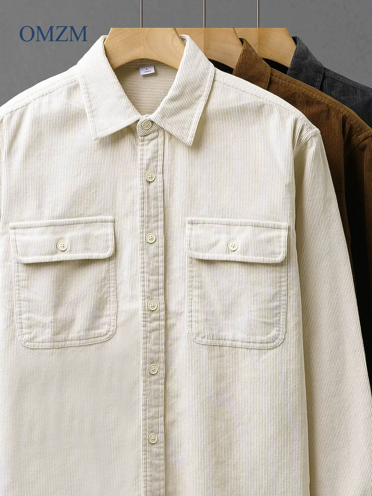 Áo khoác nam chất liệu corduroy dày 400G, mùa thu 2024, áo dày giữ ấm, phong cách Mỹ, áo khoác công sở thường ngày