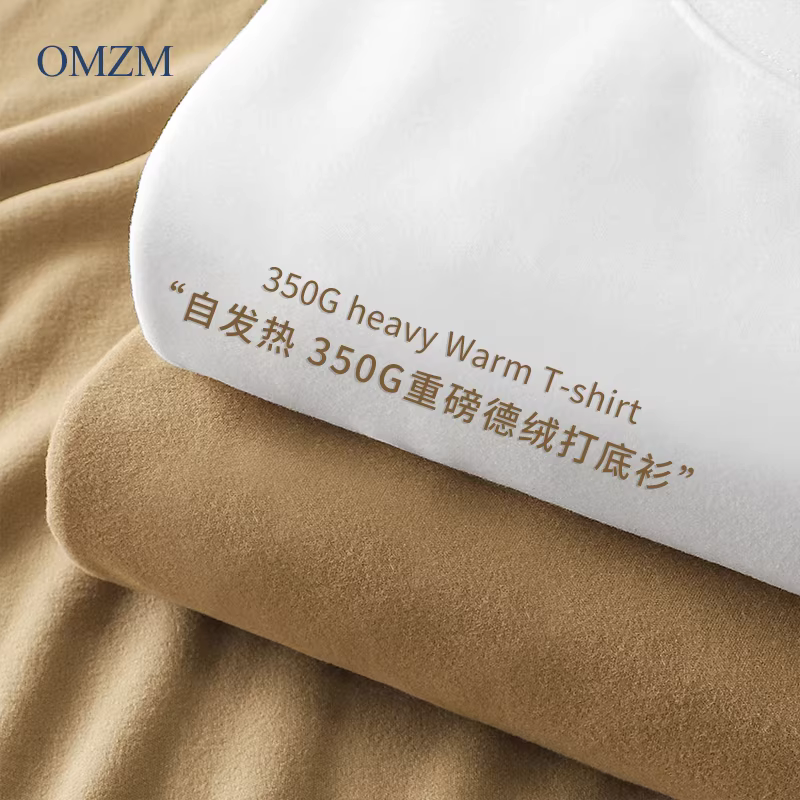 Áo sơ mi giữ nhiệt hai mặt cổ tròn kiểu Mỹ dành cho nam, quần áo giữ ấm dày dặn mùa thu đông, áo thun dài tay hạng nặng 350G.