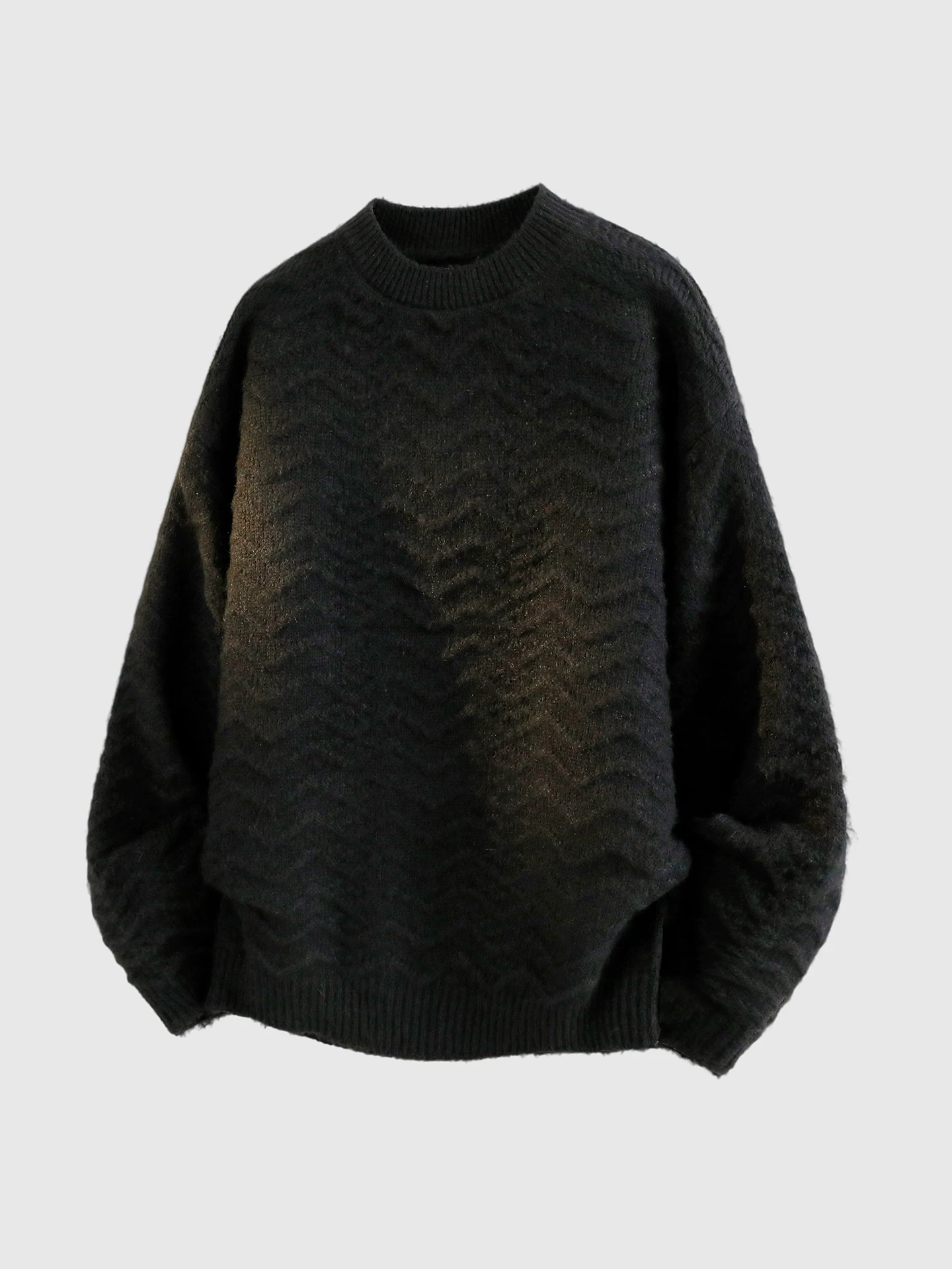 Áo len cổ tròn màu trơn OMZM dành cho nam, áo dệt kim có họa tiết cổ điển mùa đông, áo thun dáng rộng và đa năng dành cho các cặp đôi.