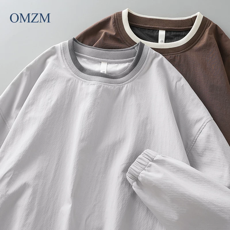 Áo thun nam cổ tròn chống nước kiểu Mỹ, màu phối mới xuân 2025, áo lót thể thao nhanh khô, áo khoác dài tay