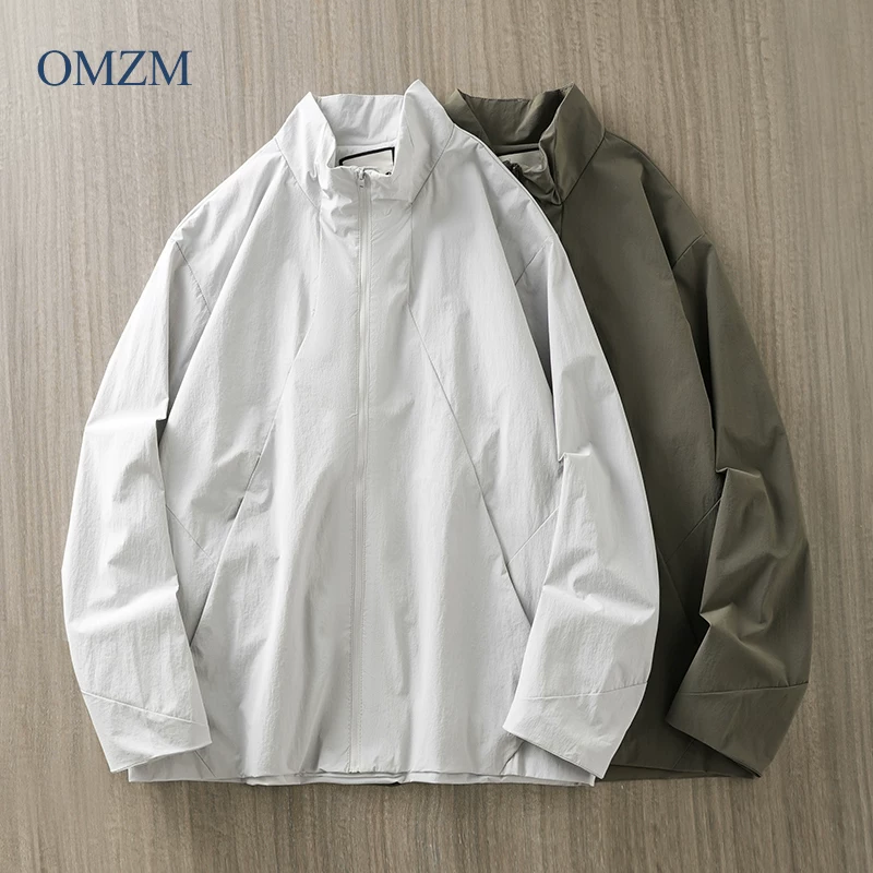 Áo khoác cổ đứng nhẹ dành cho nam, áo gió mỏng chống thấm nước nhanh khô mùa thu, áo khoác đi xe đạp thể thao ngoài trời, cắm trại, đi làm