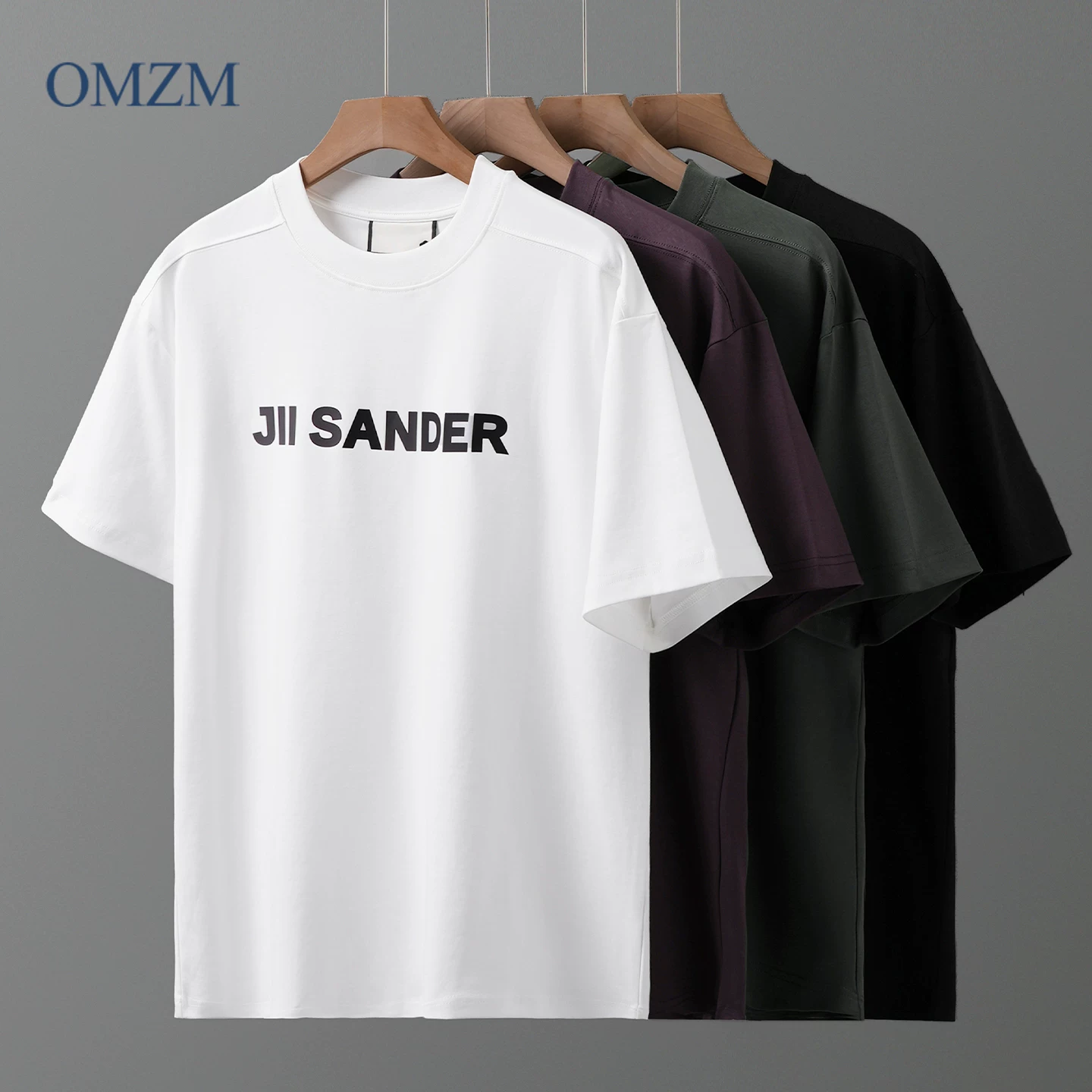 Áo thun cotton mềm mại OMZM 50 chiếc dành cho nam, mùa hè, chất liệu dày 250G, tay ngắn, in chữ đổi màu theo nhiệt độ, kiểu dáng rộng, nửa tay