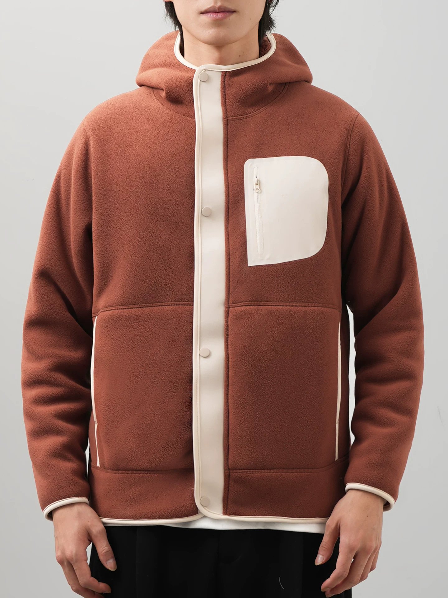 Áo khoác có mũ trùm đầu bằng lông cừu OMZM dành cho nam, áo len cardigan lông cừu dày dặn ấm áp mùa đông, áo khoác phối màu, quần áo lông cừu