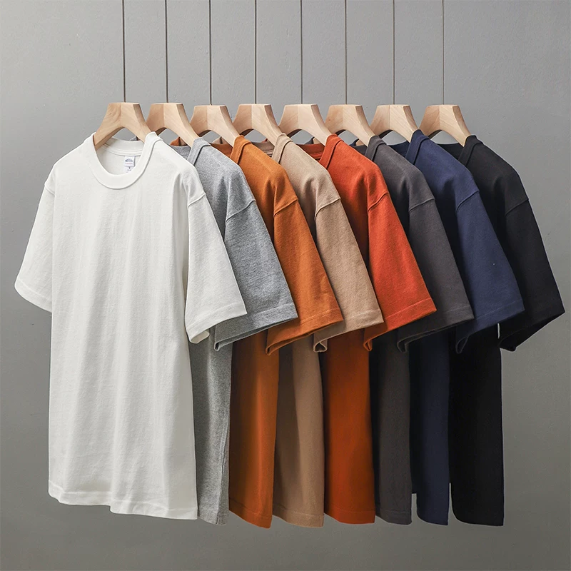 Áo thun ngắn tay màu trắng nặng 400G ba kim dành cho nam và nữ, áo sơ mi màu trơn cotton nguyên chất mùa hè, áo nửa tay màu trắng tinh khiết kiểu Mỹ.