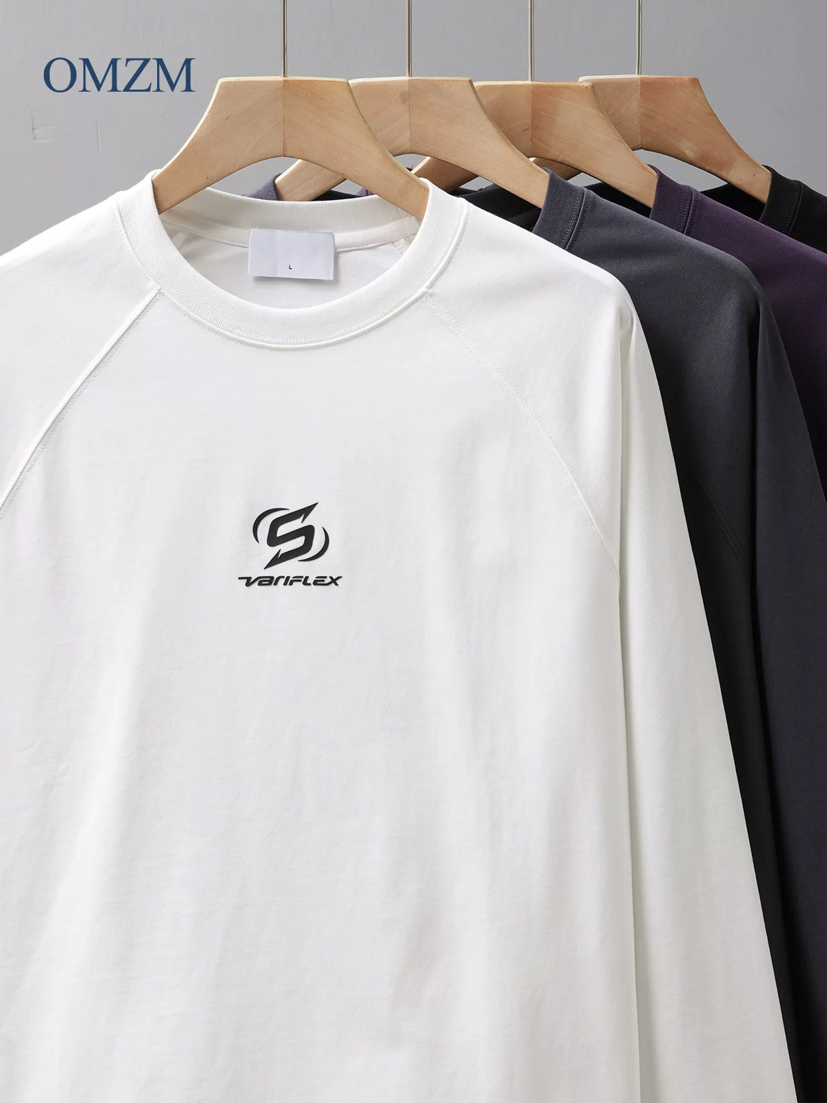 【Tay áo Raglan】Áo thun dài tay bằng cotton nặng 320G kiểu Mỹ dành cho nam, áo len cổ tròn dáng rộng in chữ mùa thu