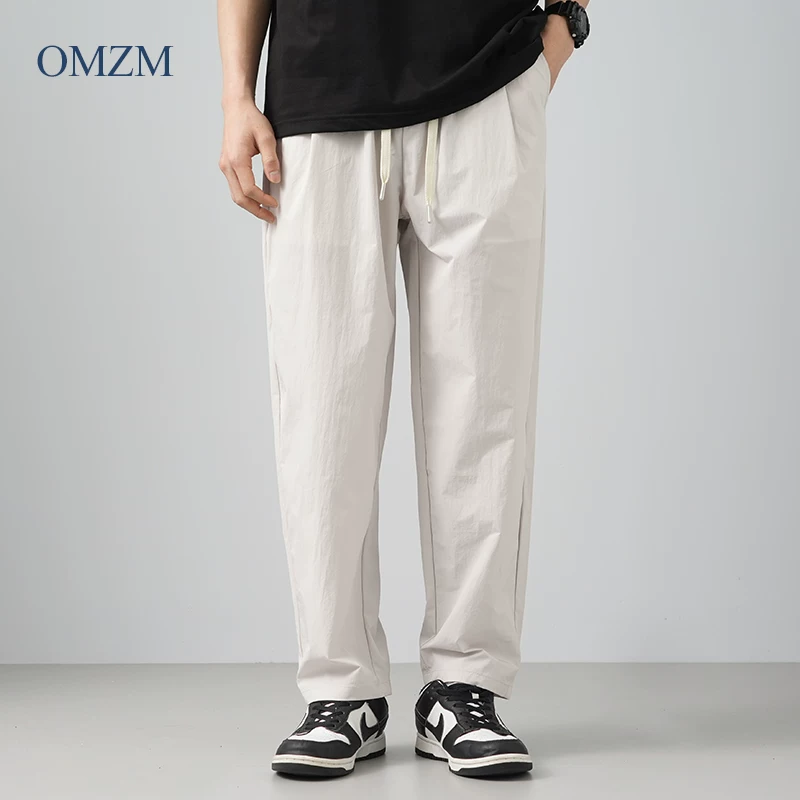 Quần thường ngày khô nhanh ngoài trời OMZM dành cho nam, quần thể thao chống nước mỏng kiểu Mỹ mùa hè, quần ống suông dáng rộng