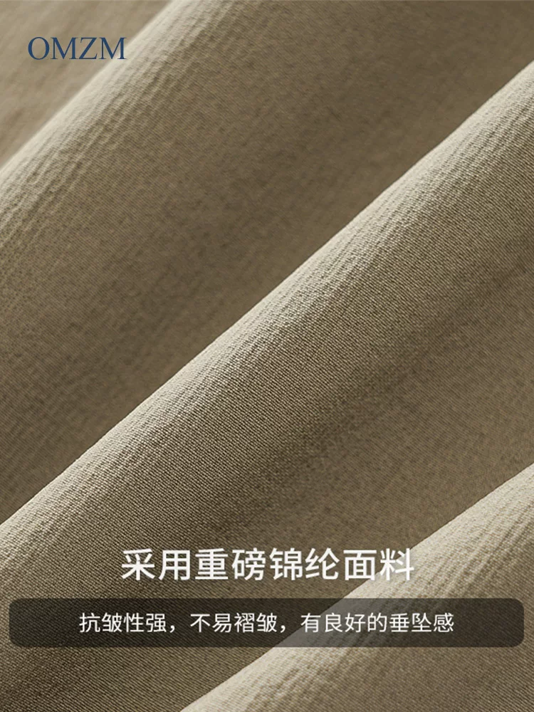 Áo sơ mi polo phong cách núi OMZM nam dài tay mùa xuân và mùa thu áo khoác áo sơ mi kiểu Mỹ cổ điển nửa khóa kéo áo thun dáng rộng có cổ