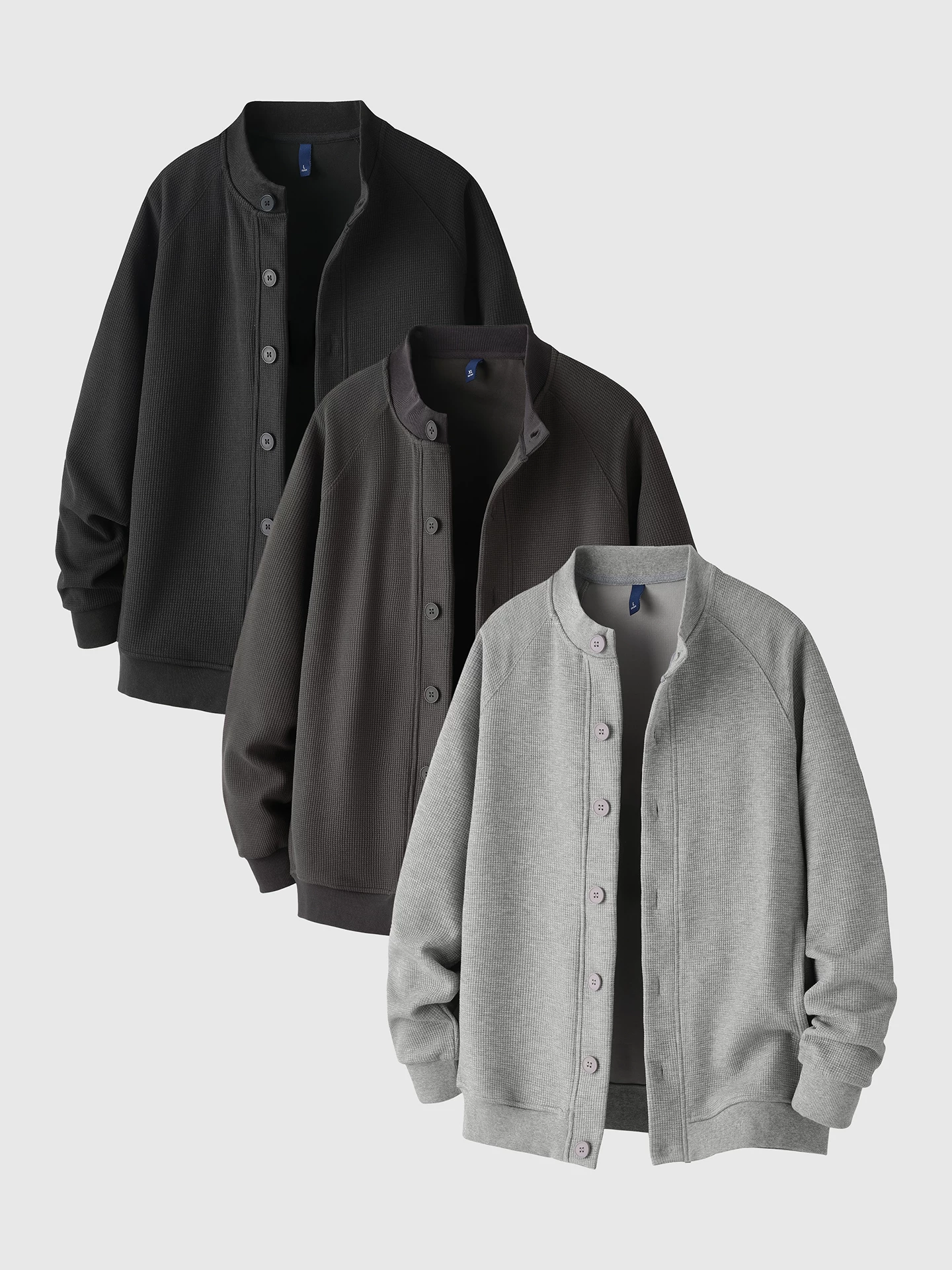 Áo khoác cardigan nỉ dày OMZM470G dành cho nam, áo khoác dày giữ ấm mùa đông kiểu tổ ong, áo khoác phong cách thường ngày