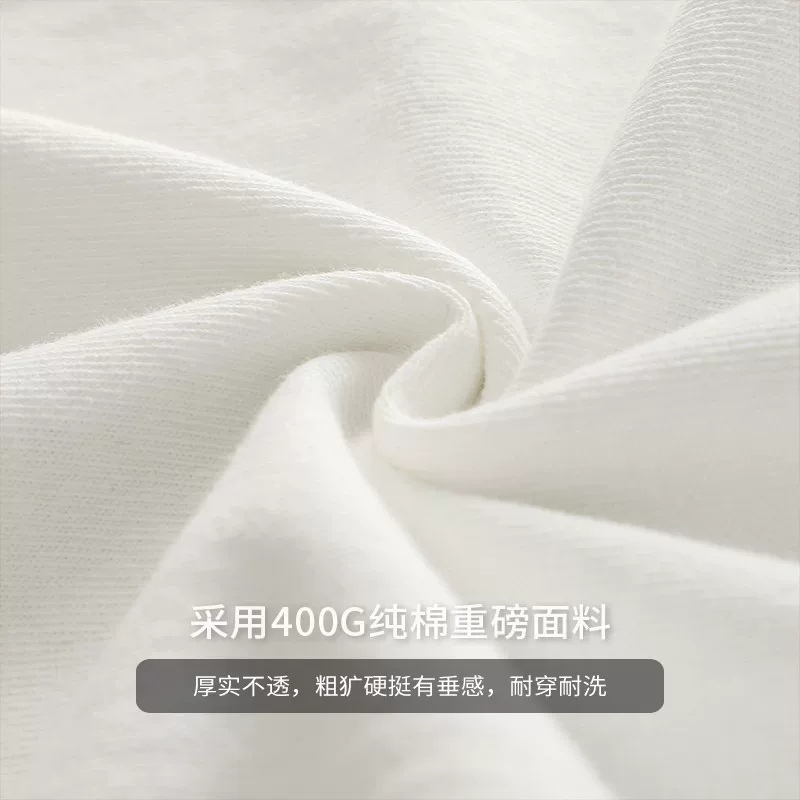 Áo thun dài tay hạng nặng 400g kiểu Mỹ dành cho nam, áo thun cổ tròn bằng cotton nguyên chất, áo thun trắng in thương hiệu hợp thời trang mùa xuân thu dành cho nam.
