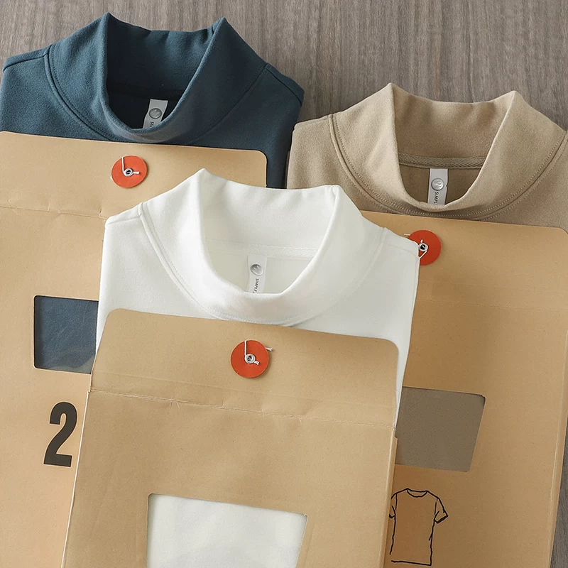 OMZM Áo sơ mi cổ cao nửa cổ bằng nhung Đức hai mặt 320G kiểu Mỹ dành cho nam, áo nỉ dài tay màu trơn cao cấp mùa đông.