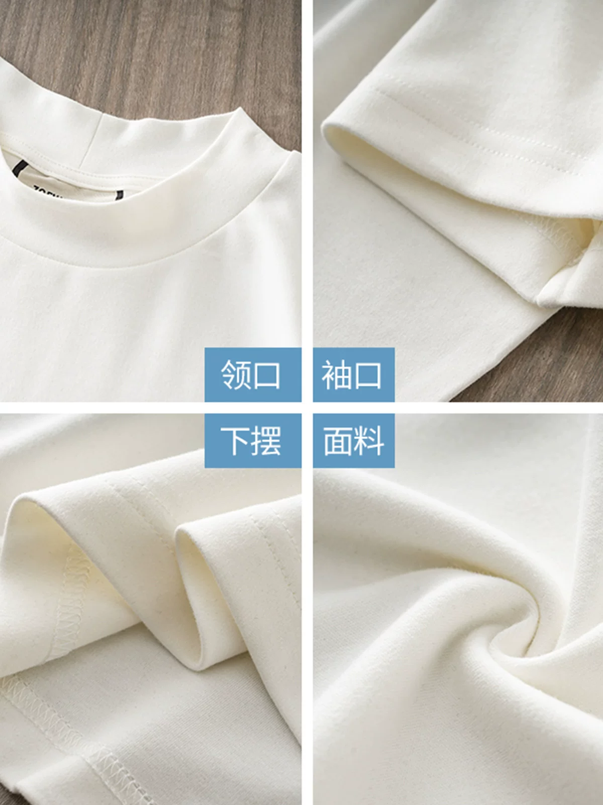 Áo thun cổ tròn kiểu Mỹ dành cho nam, áo thun cổ tròn cao cấp chống nhăn mùa hè tay ngắn nặng 300G, nửa tay màu trắng tinh khiết.