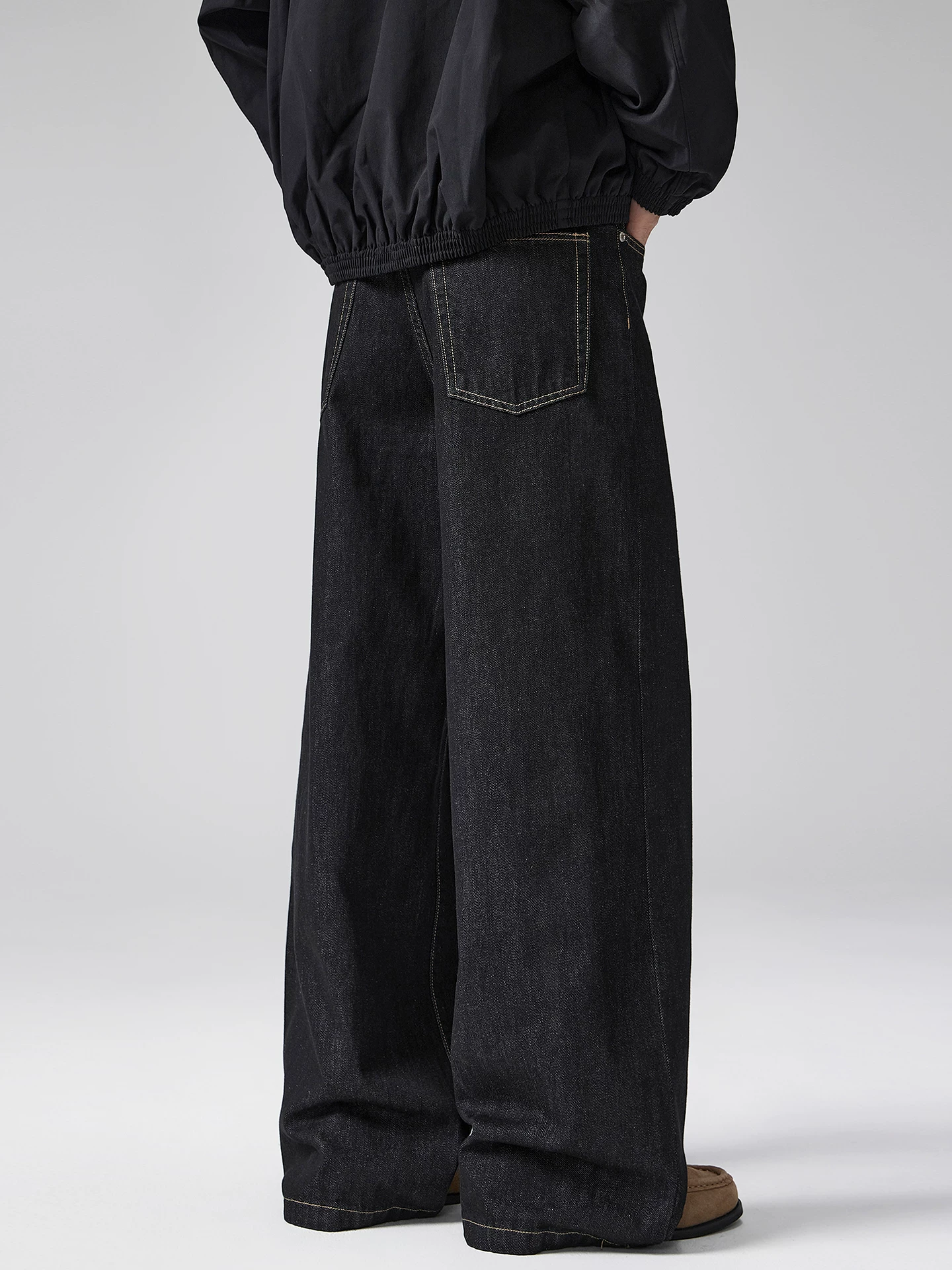 OMZM retro denim màu gốc quần jean nam mùa đông cổ điển phong cách Mỹ quần ống rộng quần ống rộng