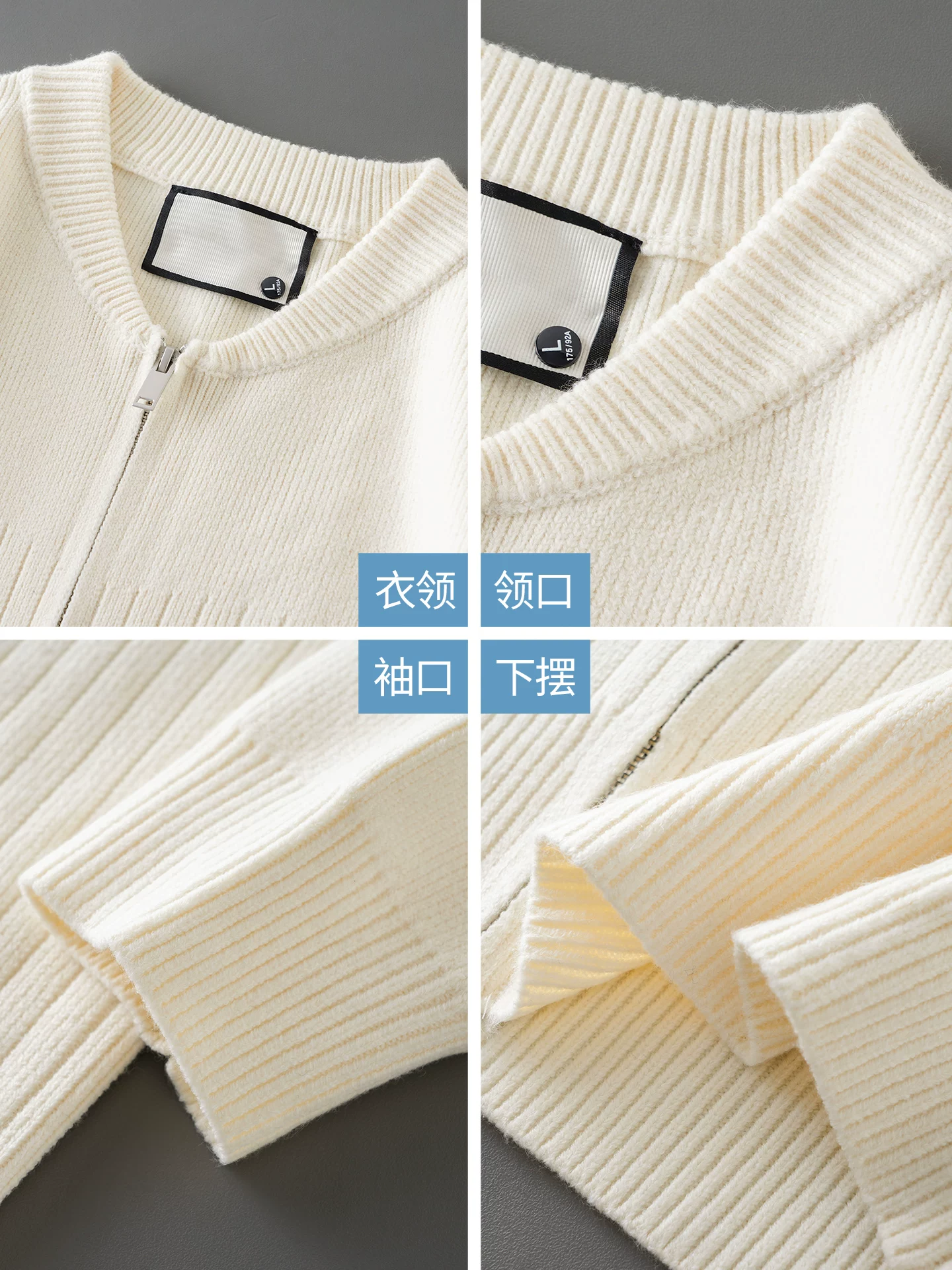 OMZM hạng nặng bóng chày cổ áo dệt kim áo khoác nam mùa thu phong cách Mỹ ấm áp dây kéo áo len cardigan màu trơn dệt kim