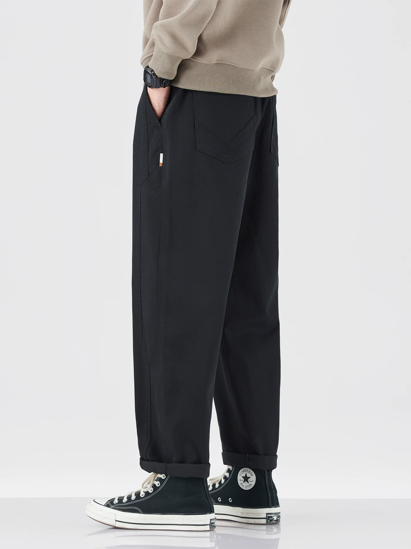 Quần cargo ống thẳng hạng nặng OMZM dành cho nam, quần ống rộng phối màu phong cách Mỹ mùa thu, quần thể thao rộng rãi, thoải mái