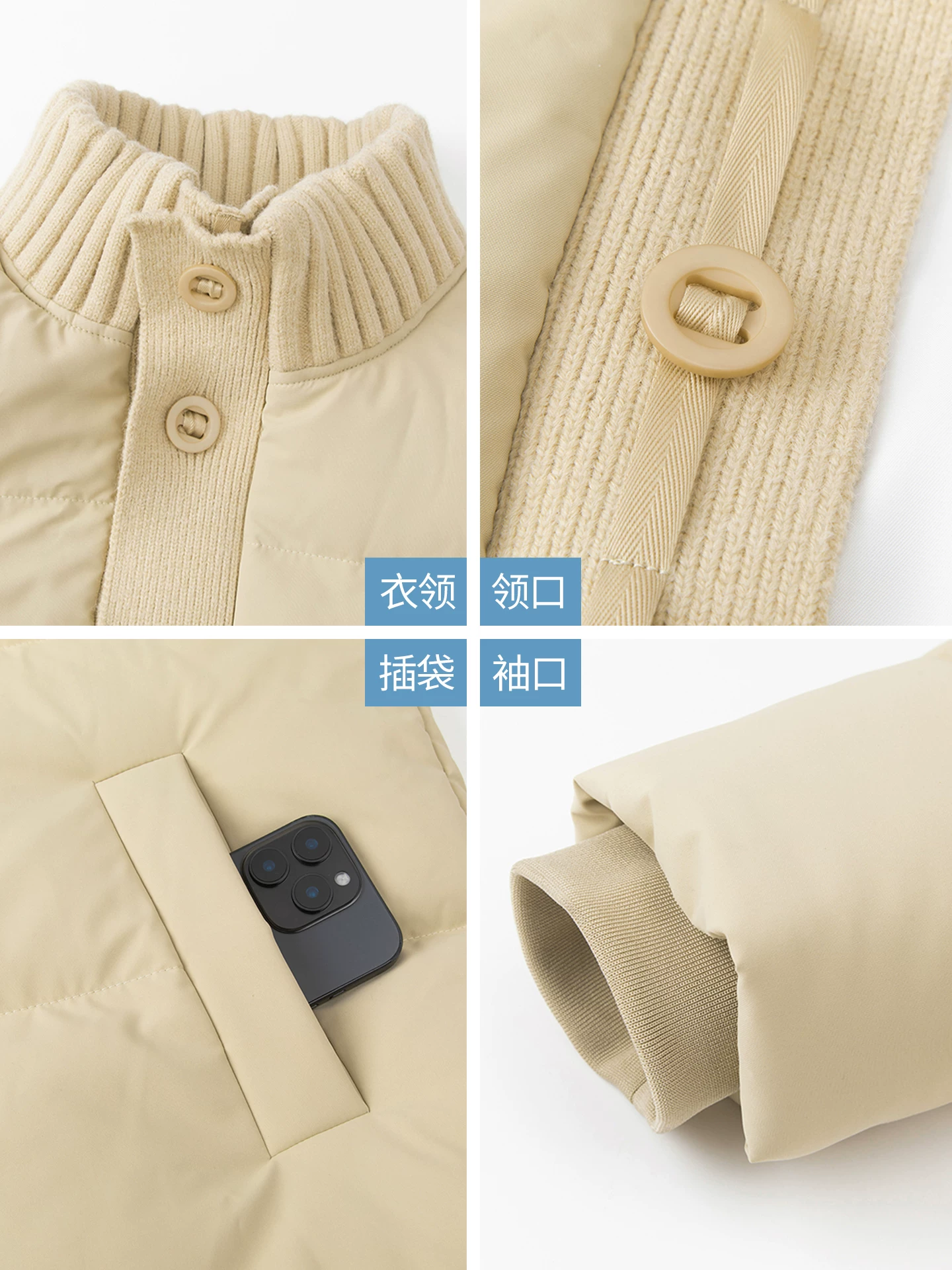 Áo khoác cotton cổ đứng dày OMZM dành cho nam, áo khoác phao ấm áp dệt kim chắp vá mùa đông, áo khoác cotton dáng rộng cổ điển kiểu Mỹ.