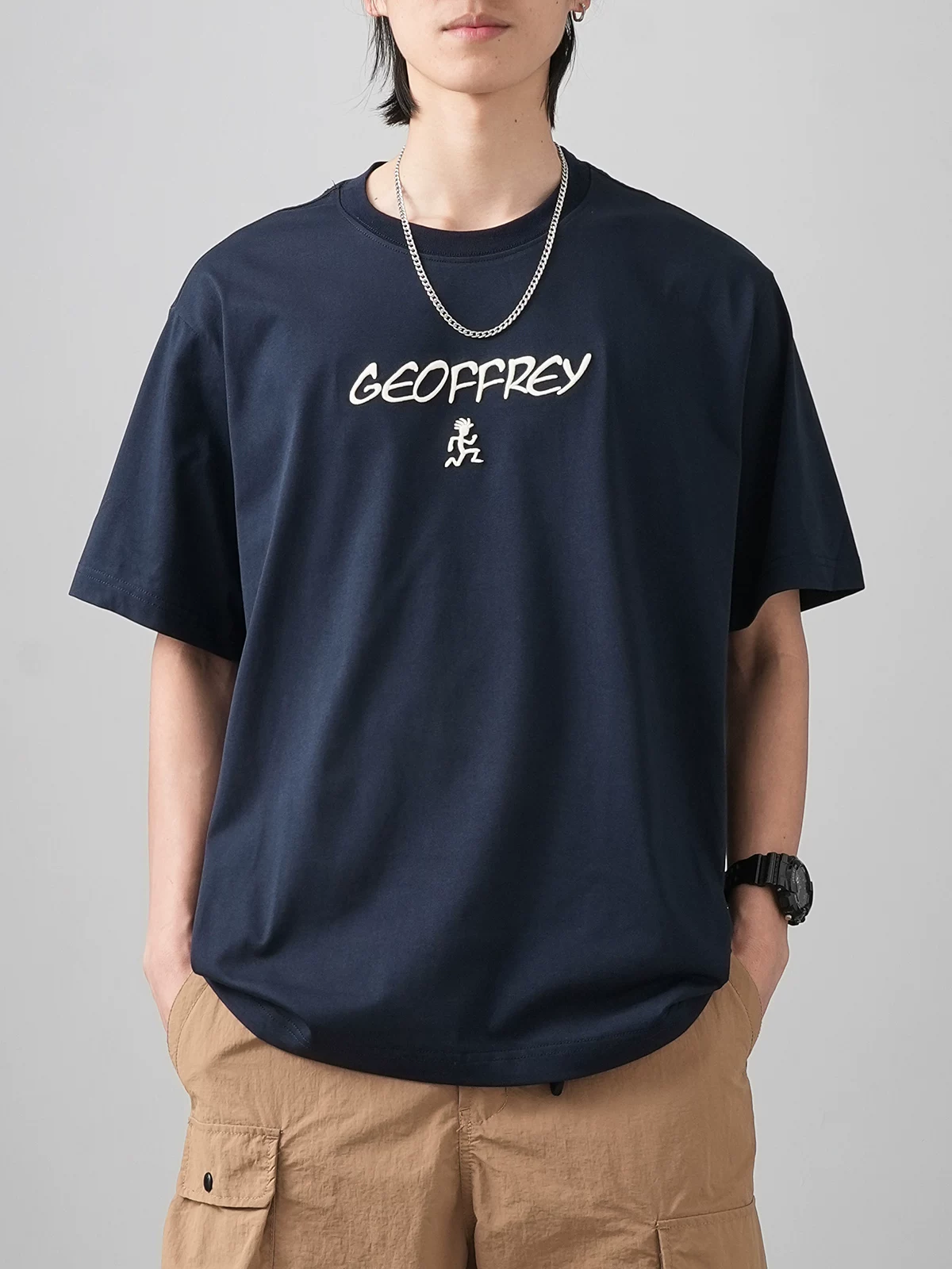 【Little Savage Embroidery】Áo thun ngắn tay hạng nặng 240G dành cho nam, Áo thun nửa tay cổ tròn bằng cotton Summer Island