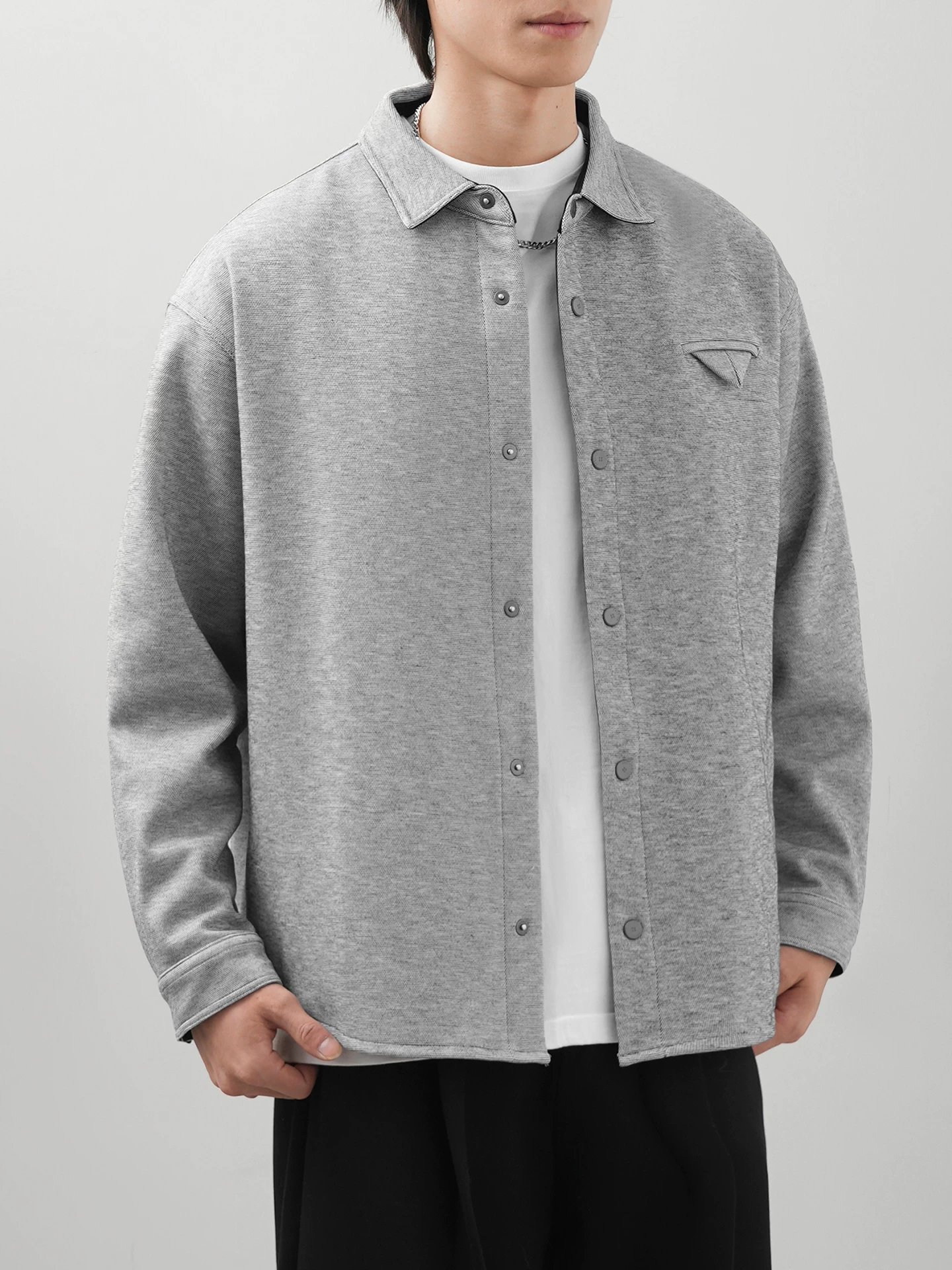 Áo cardigan có cổ lót lông cừu OMZM dành cho nam, áo sơ mi dày dặn giữ ấm mùa đông, áo khoác lông cừu sherpa kiểu dáng gọn gàng phong cách Nhật Bản