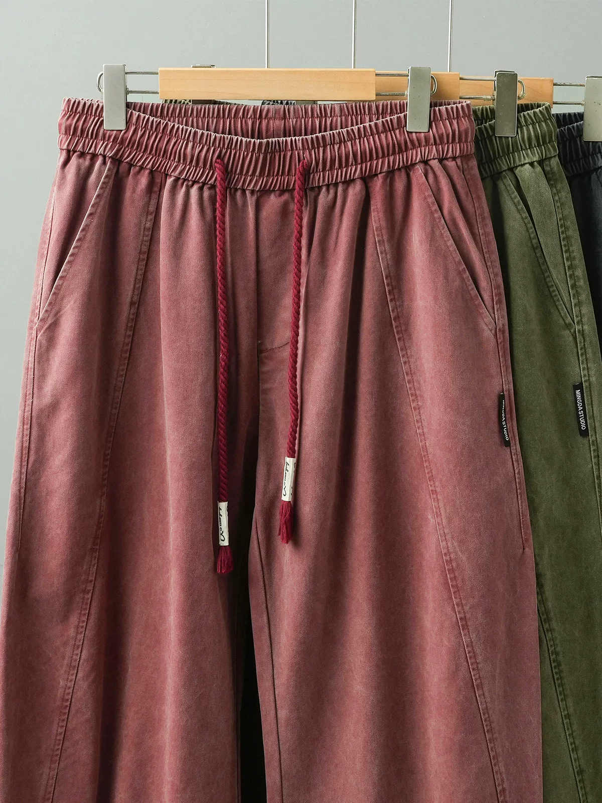 Quần scimitar hạng nặng OMZM dành cho nam, quần cargo ống thẳng dáng rộng mùa xuân thu, quần lưỡi liềm chắp vá thương hiệu thời thượng, quần thể thao thường ngày