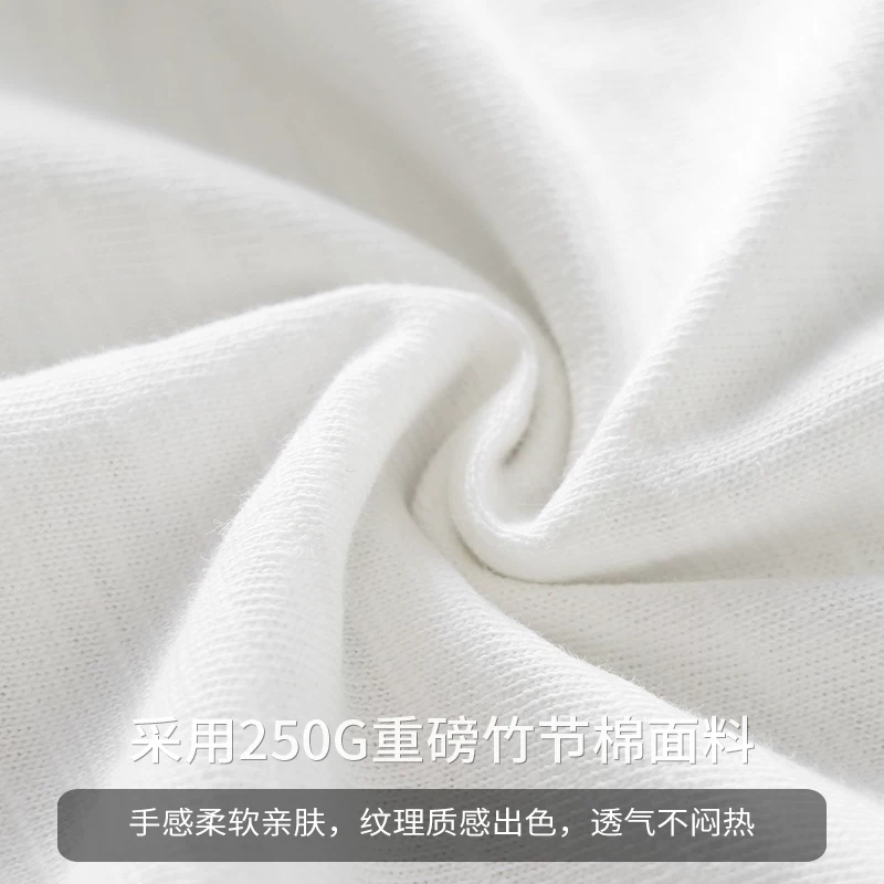 Áo thun ngắn tay bằng vải cotton tre hạng nặng OMZM250G dành cho nam, áo thun cổ tròn dáng rộng thêu nửa tay phong cách Mỹ mùa hè dành cho cặp đôi