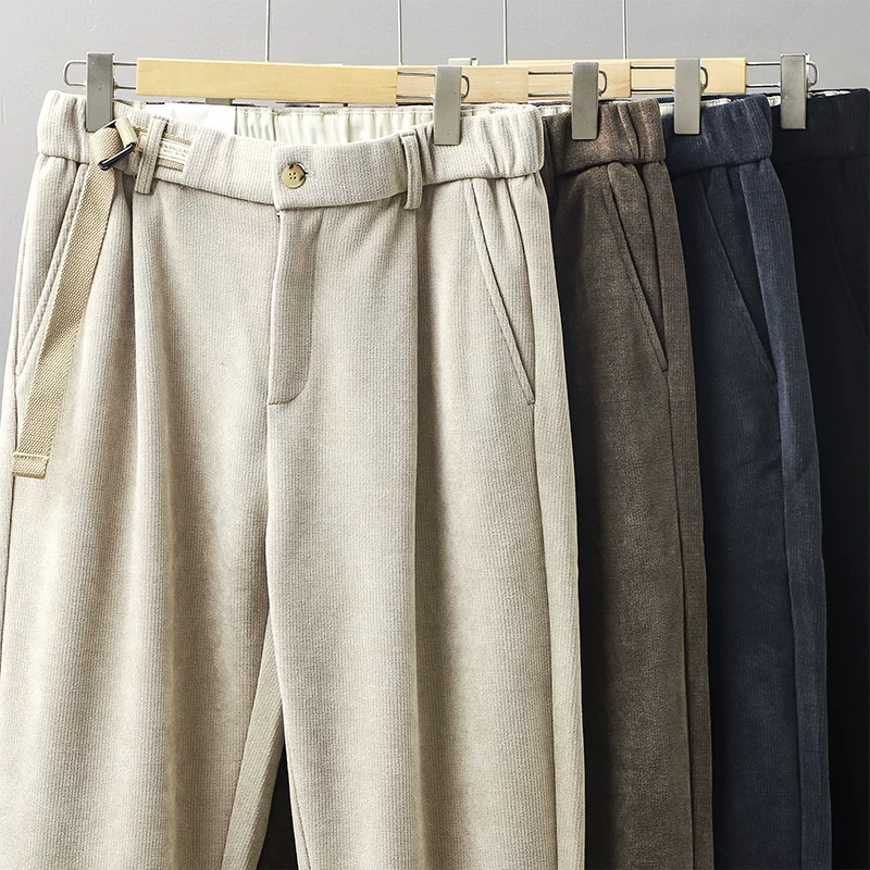 Quần âu nam kiểu Mỹ cổ điển OMZM, chất liệu len dày dặn, giữ ấm mùa đông, dáng suông dài, ống côn.