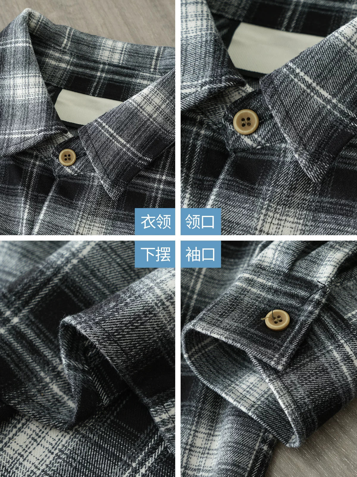 OMZM hạng nặng flannel kẻ sọc dài tay áo sơ mi nam mùa thu Mỹ retro áo sơ mi giản dị áo khoác công sở áo khoác