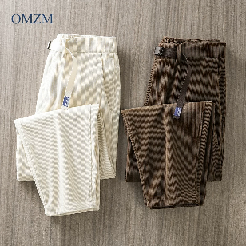 Quần kaki dày kiểu Mỹ dành cho nam, mẫu mới xuân thu 2025, dày dặn ấm áp, dáng thẳng ống côn, quần thể thao thường ngày.