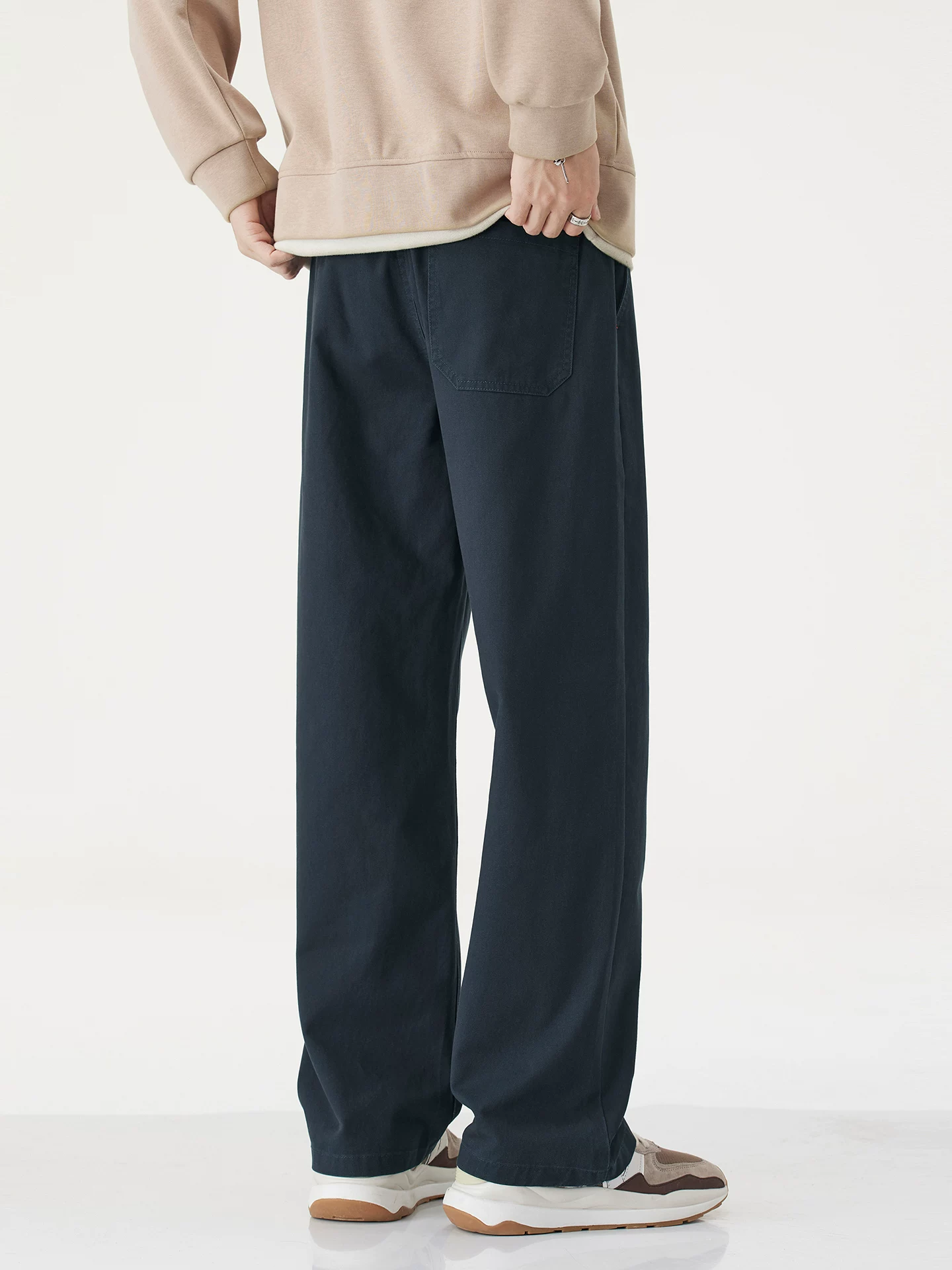 Quần cargo cotton nguyên chất hạng nặng OMZM dành cho nam, quần ống đứng phong cách retro Mỹ mùa thu, quần thể thao ống rộng dáng rộng, quần thể thao thông thường