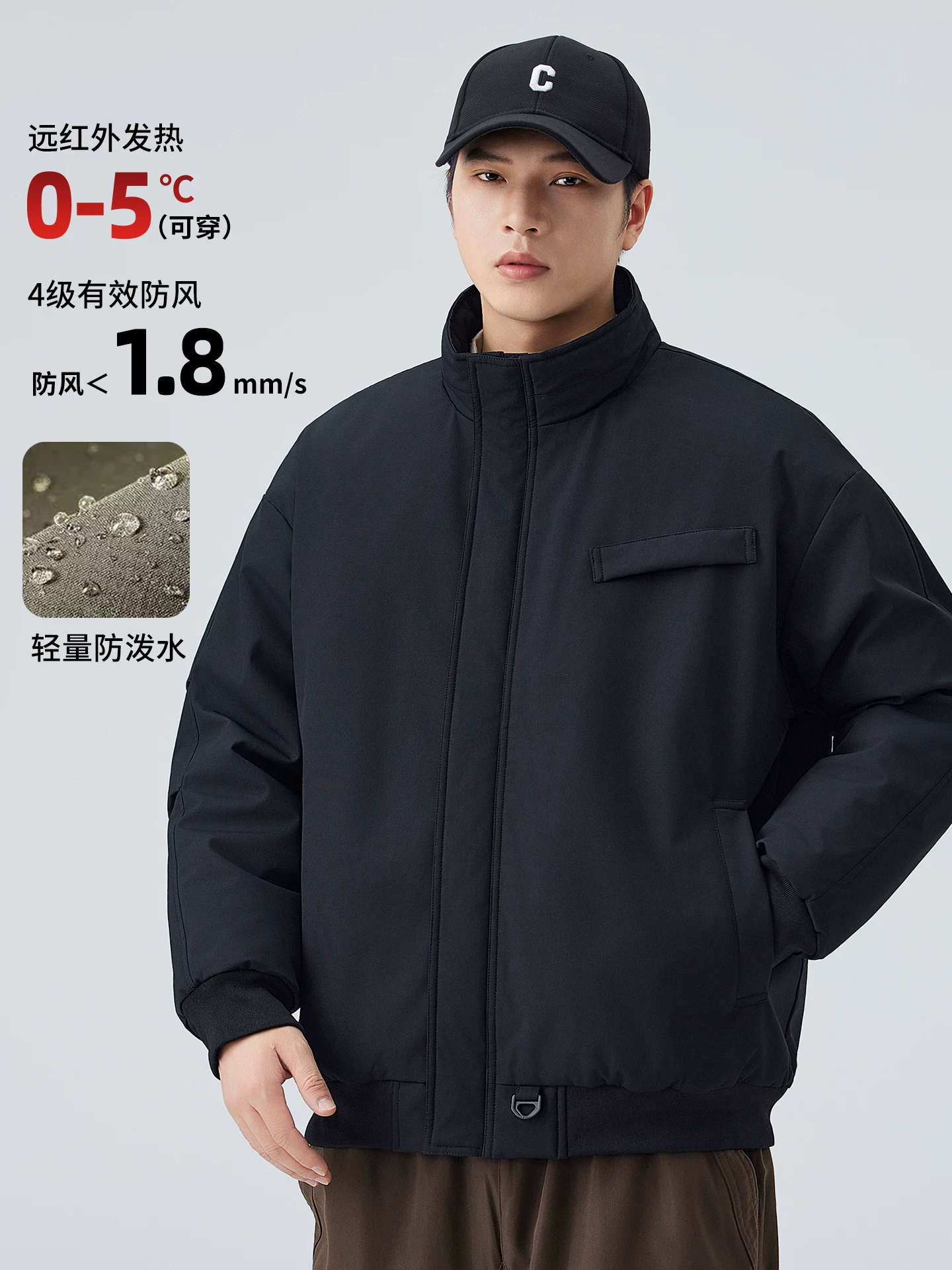 Áo khoác cotton cổ đứng kiểu Mỹ OMZM dành cho nam, áo khoác cotton dày dặn ấm áp mùa đông, áo khoác phi công Harrington, áo khoác bảo hộ lao động