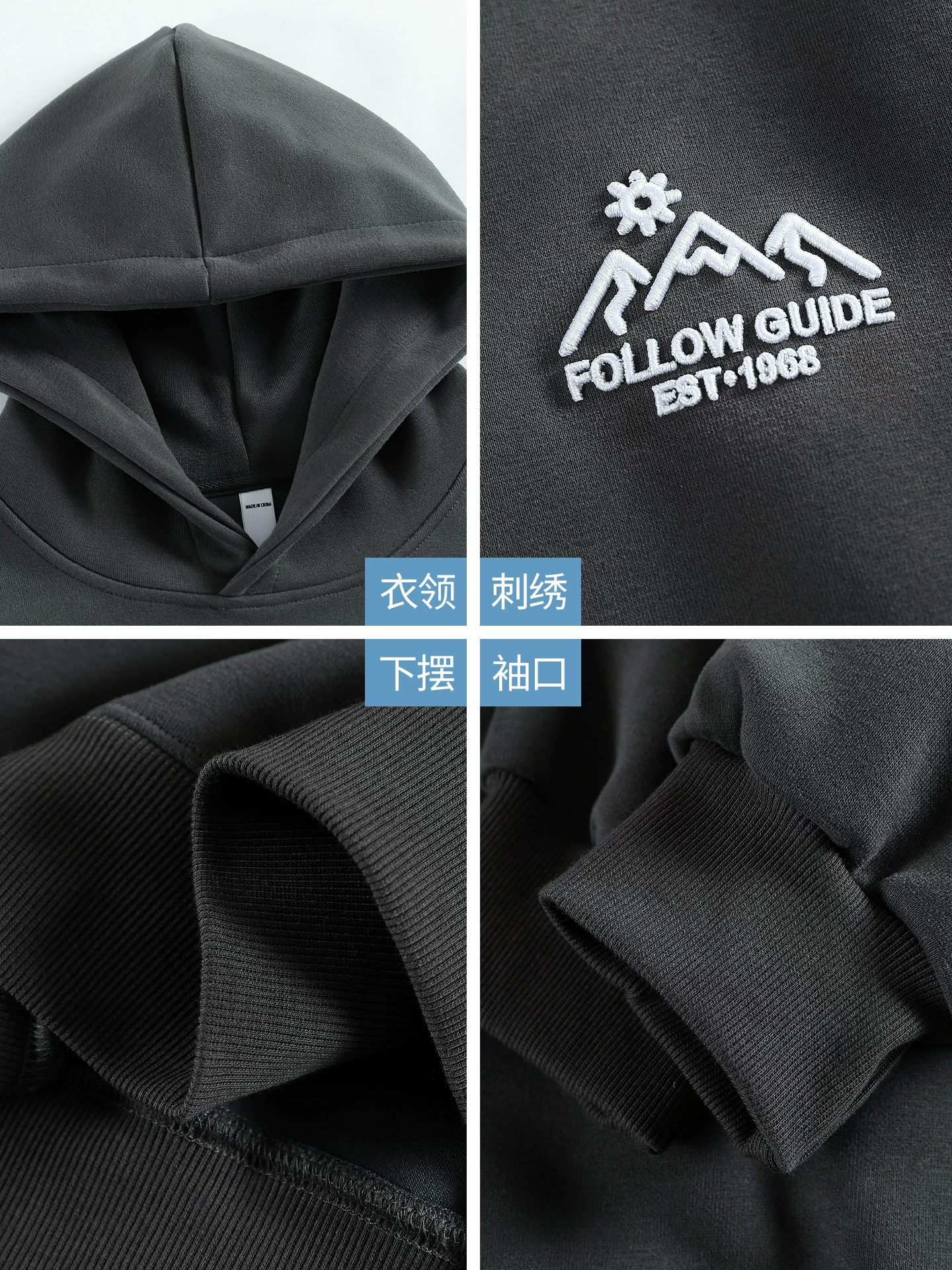 Áo hoodie nam OMZM450G chất liệu dày dặn, kiểu dáng mùa thu phong cách đường phố Mỹ, thêu họa tiết, tay áo dài, dáng rộng, kiểu áo khoác oversized