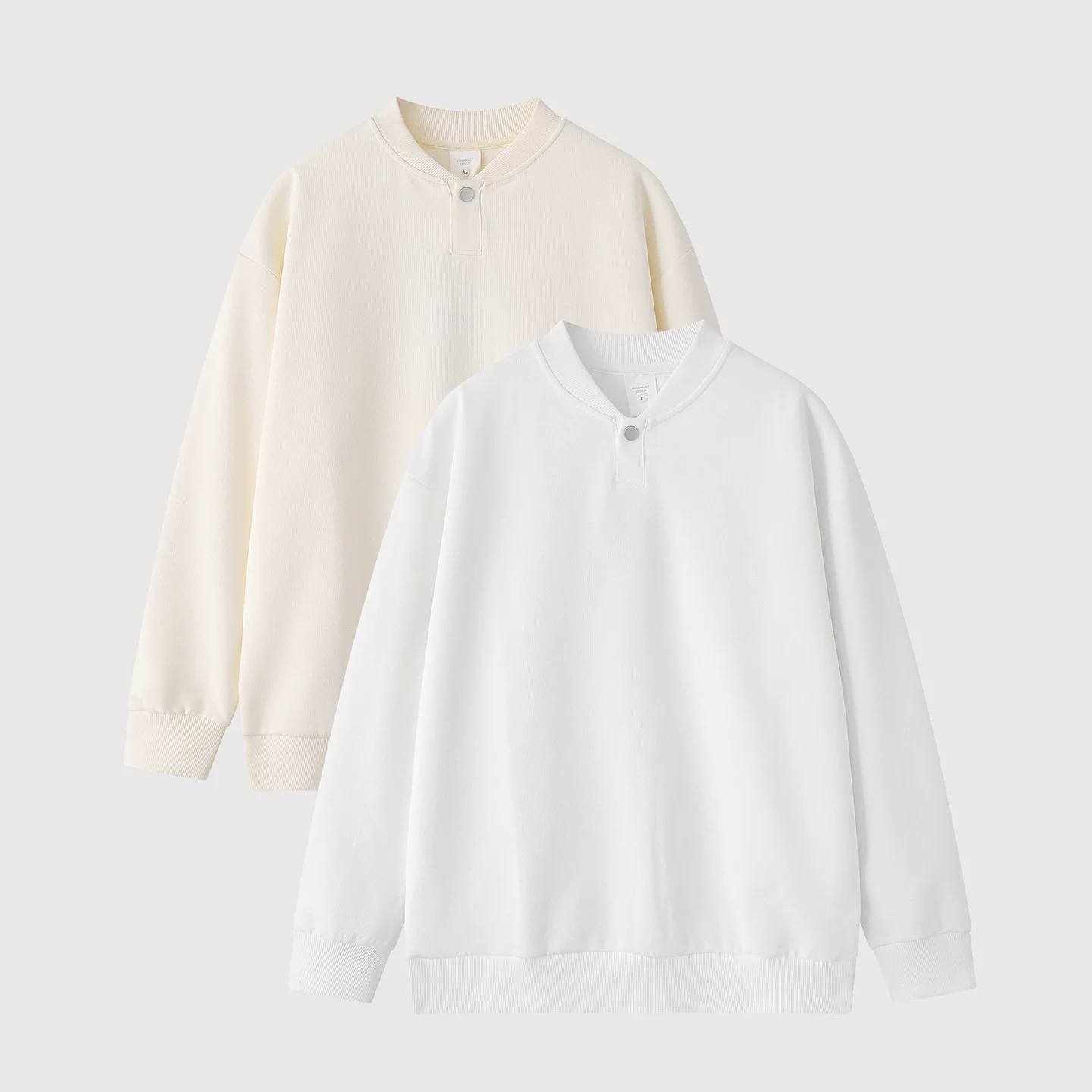 OMZM Áo thun nam tay dài cổ lọ kiểu Nhật Bản, áo thun nam dài tay màu trơn có thiết kế cài nút ở cổ áo