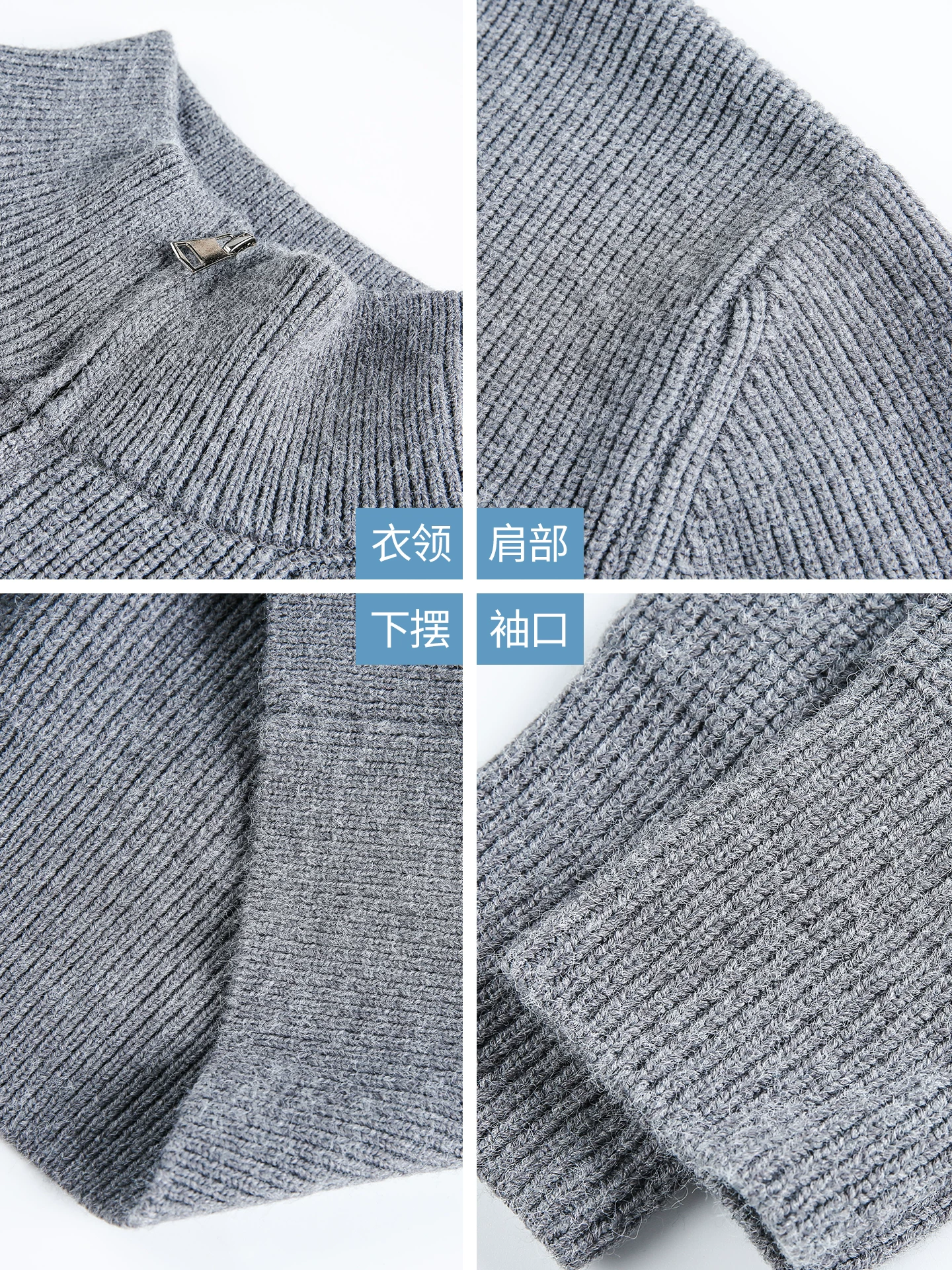 Áo len cardigan hạng nặng OMZM dành cho nam, áo len dệt kim phong cách retro kiểu Mỹ mùa đông có khóa kéo và cổ đứng.